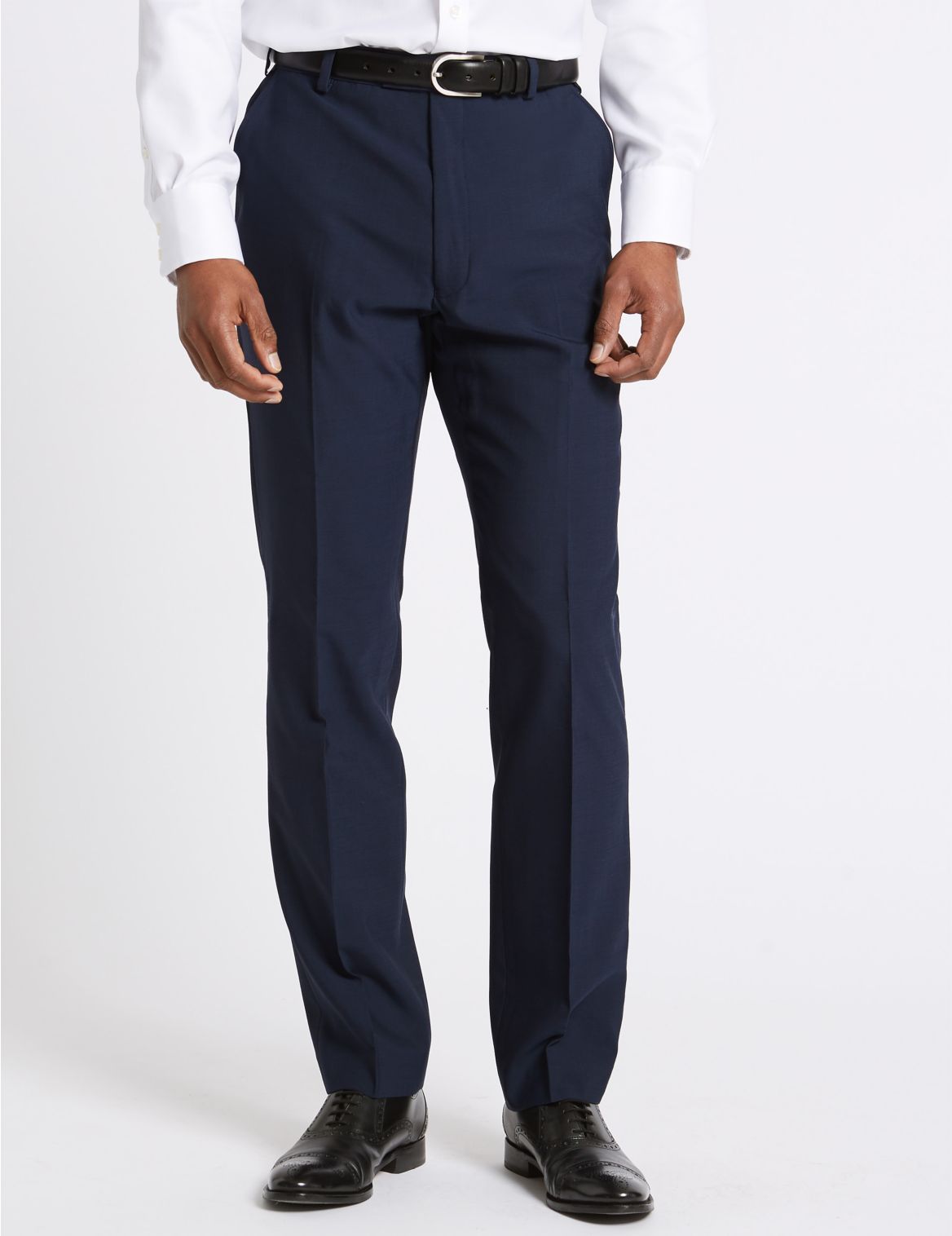 Marks & Spencer Indigo Tailored Fit Trousers - Blue - 30-29