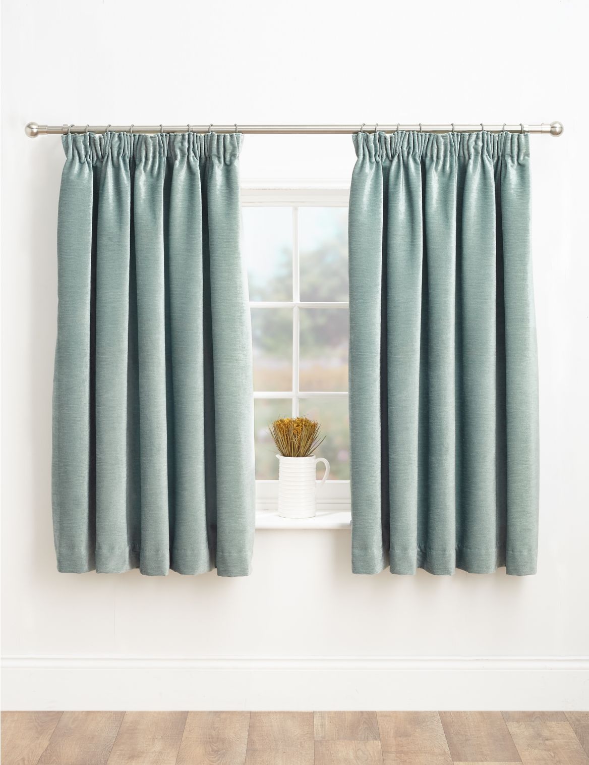 Marks & Spencer Chenille Pencil Pleat Curtains - Green - WDR72