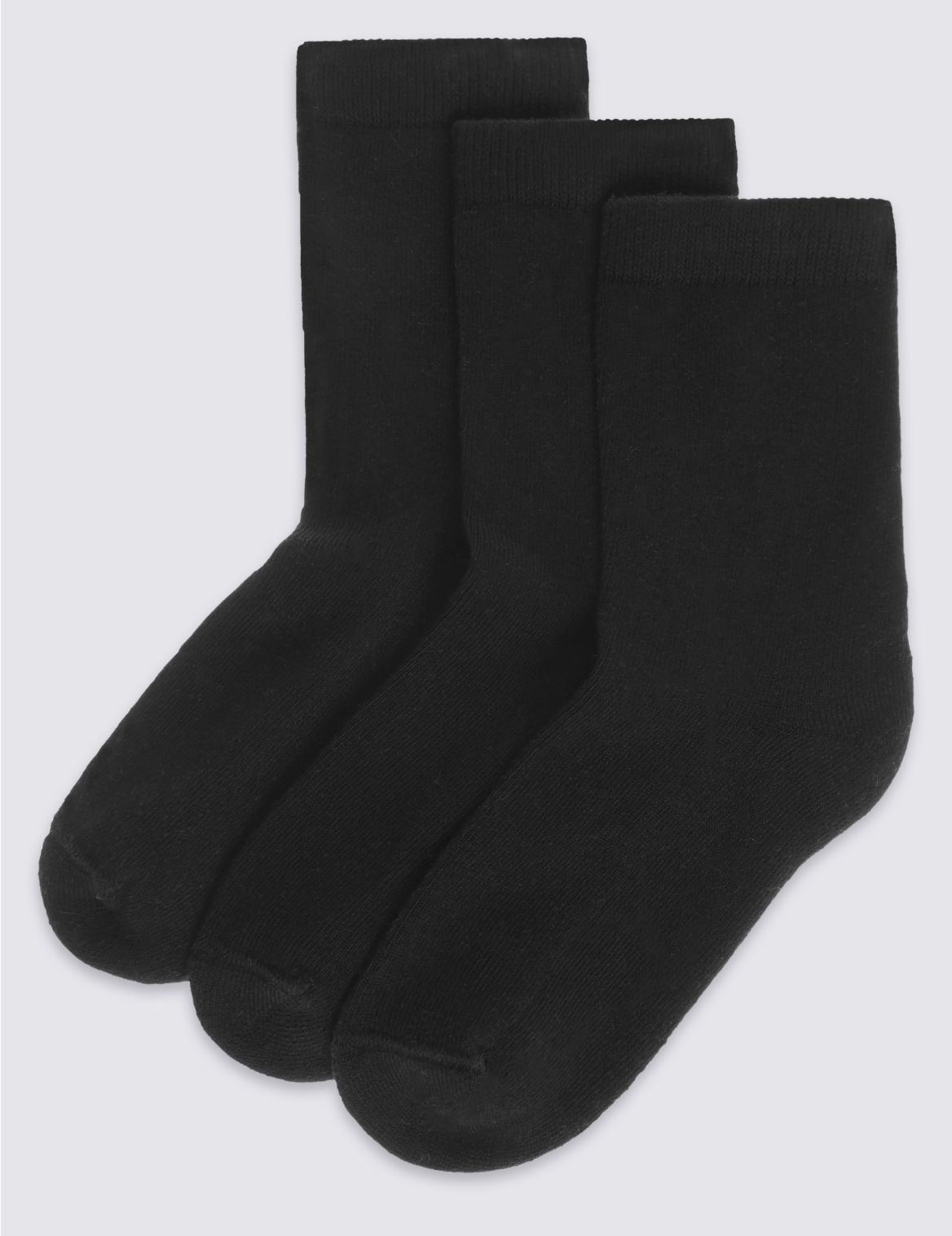 Marks & Spencer 3 Pairs of Freshfeet Ultimate Comfort Socks with Modal (2-16 Years) - Black - 8+-12