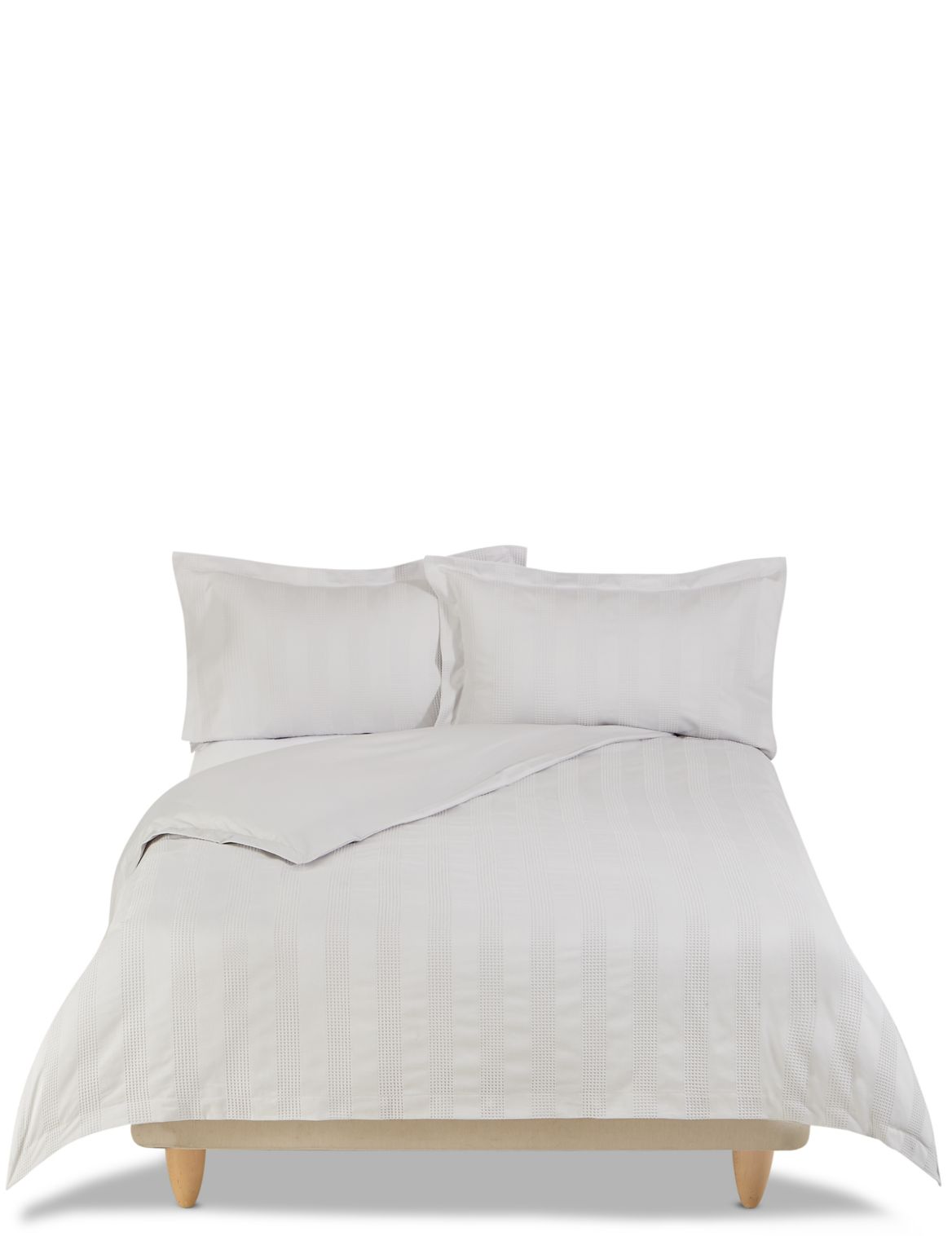 Marks & Spencer Waffle Striped Bedding Set - Grey - SGL