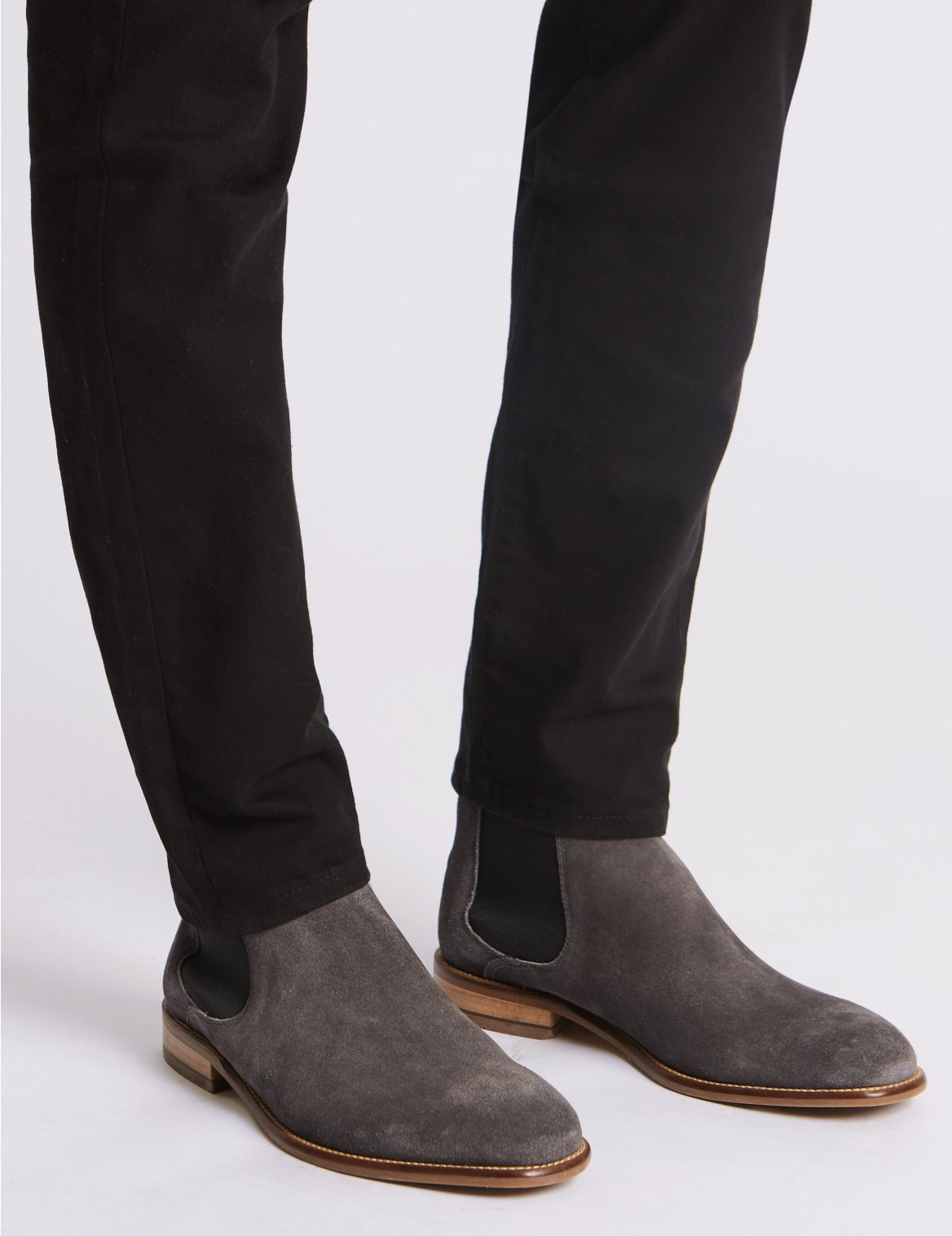 Marks & Spencer Suede Chelsea Boots - Grey - 6