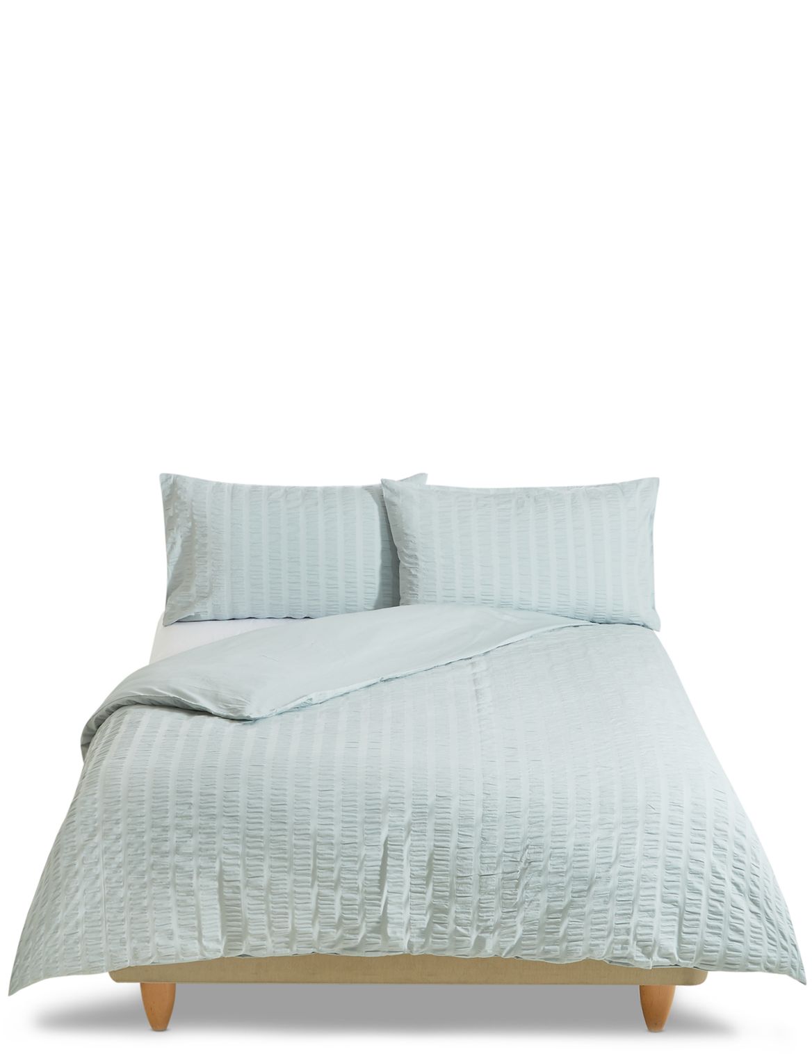 Marks & Spencer Wide Stripe Seersucker Bedding Set - Green - SGL