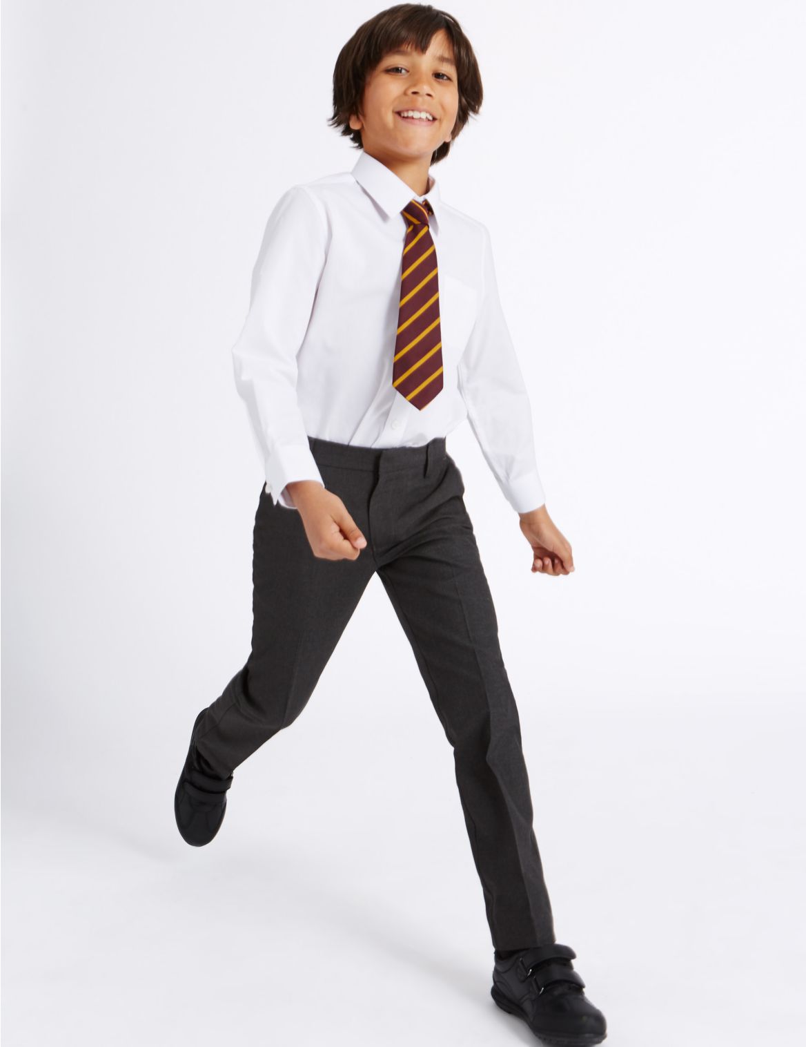 Marks & Spencer Boys' Skinny Leg Trousers with Supercrease - Black - 5-6 Y