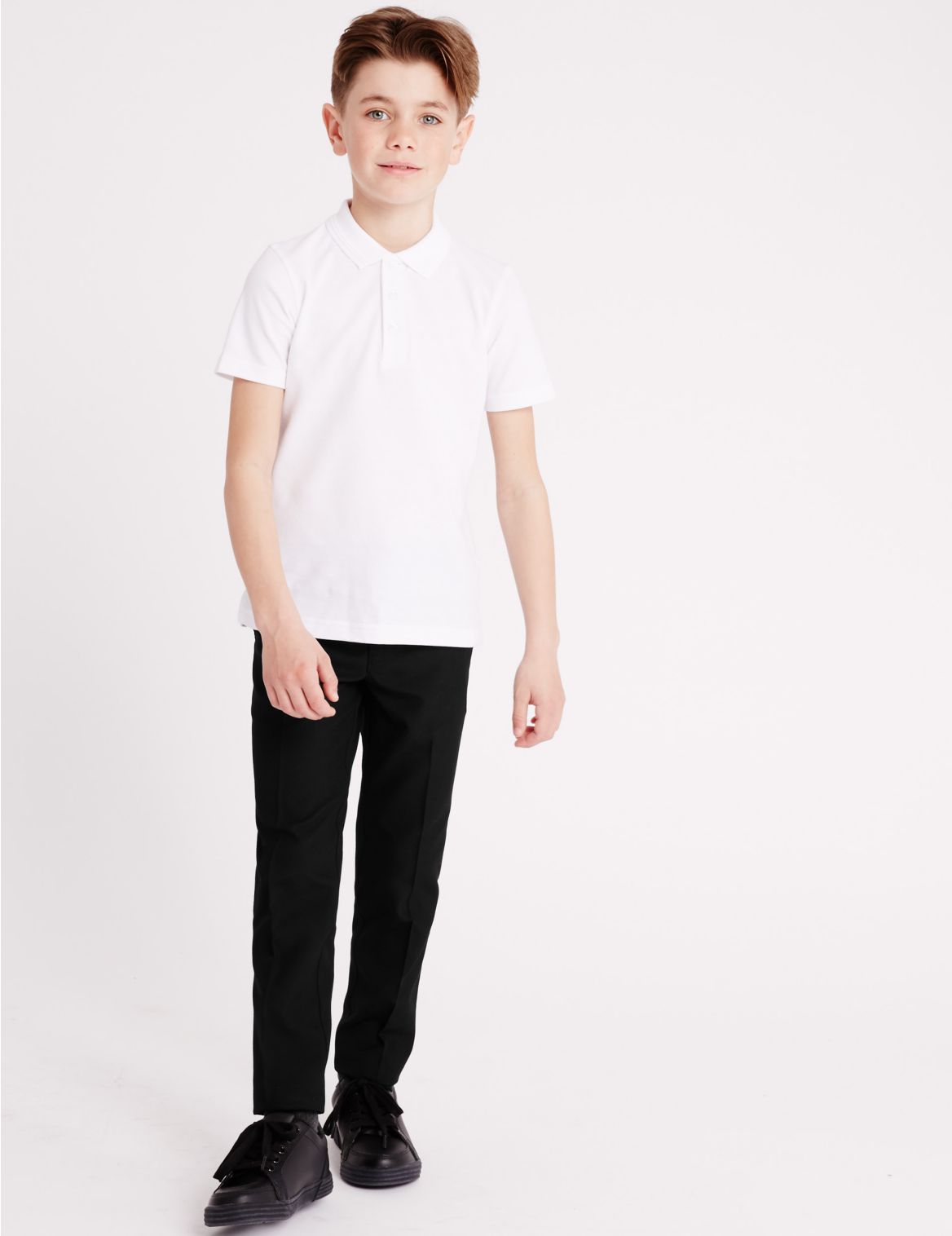 Marks & Spencer Boys' Skinny Leg Trousers with Supercrease - Black - 3-4 Y