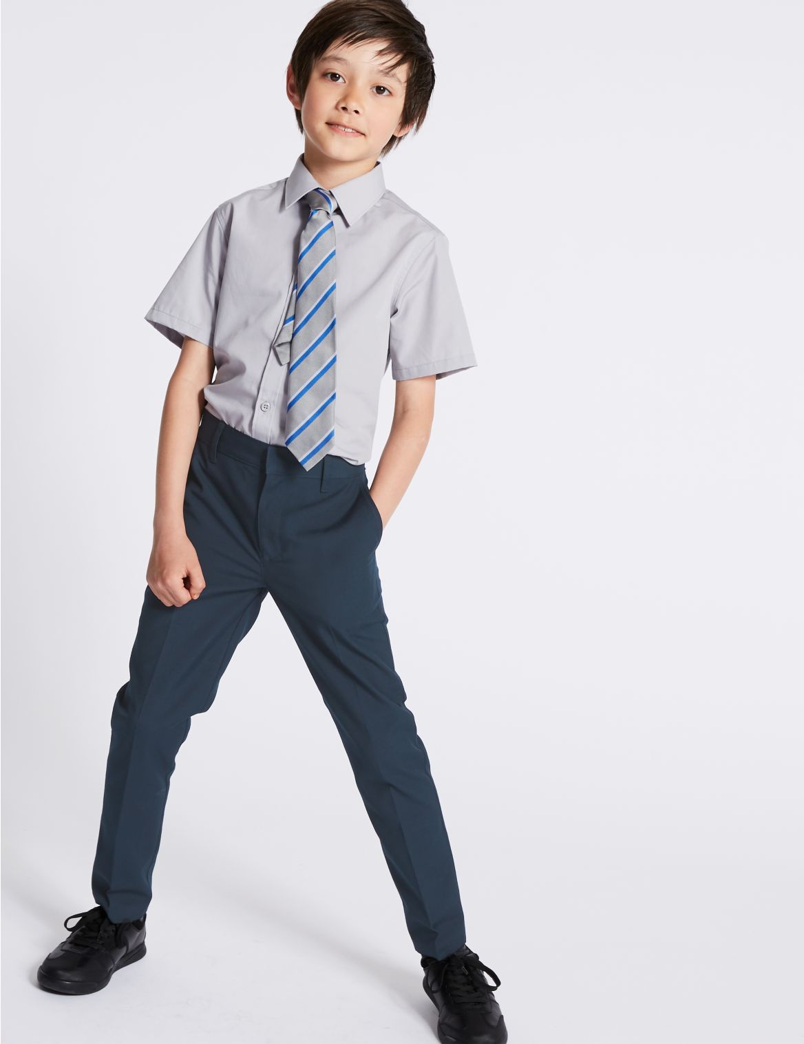 Marks & Spencer 2 Pack Boys' Skinny Leg Trousers - Navy - 9-10Y