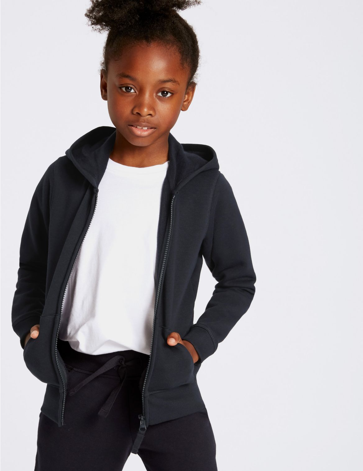 Marks & Spencer Hooded Sweatshirt (2-16 Years) - Navy - 7-8 Y