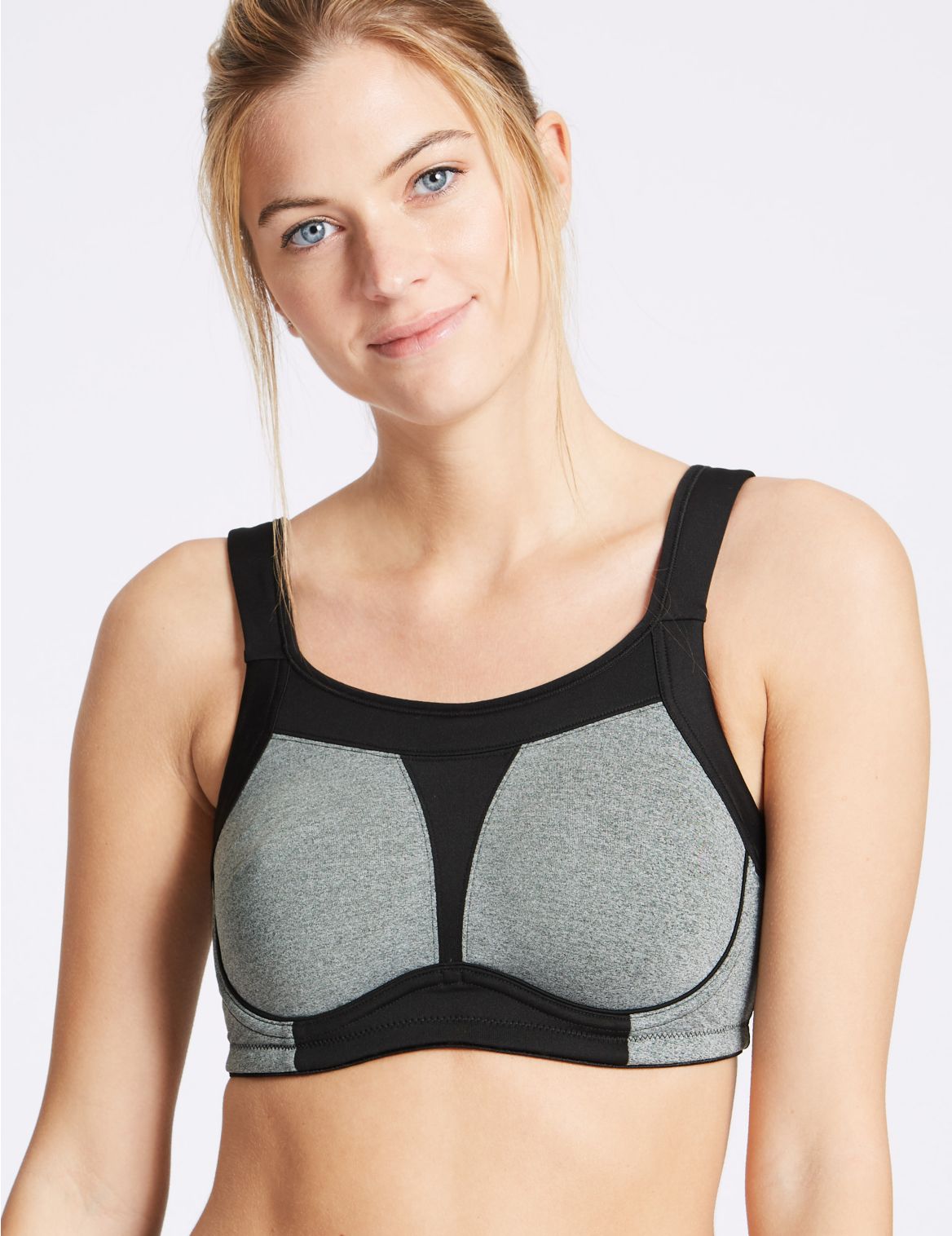 Marks & Spencer Extra High Impact Non-Padded Sports Bra B-G - Grey - 32-C