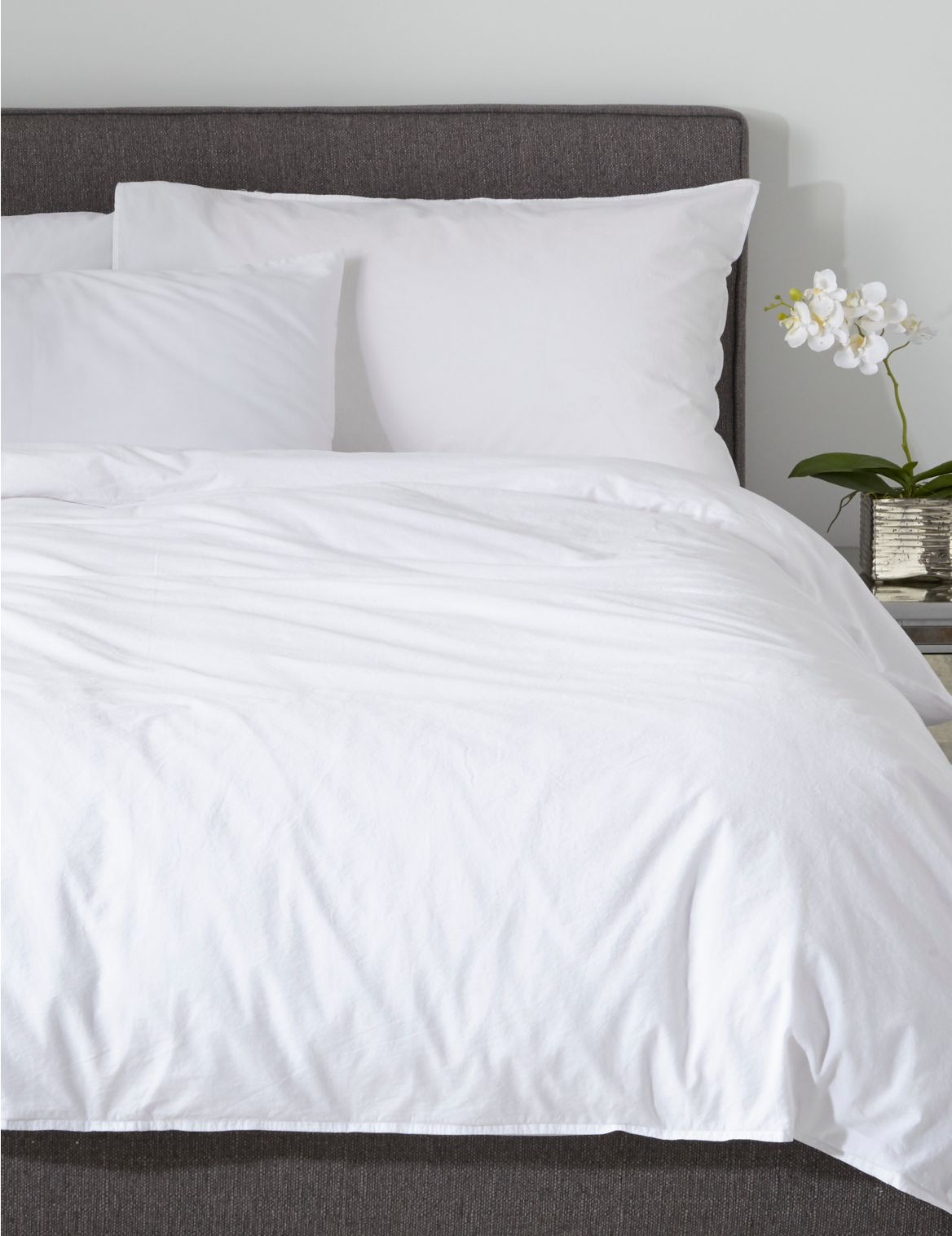 Marks & Spencer Washed Cotton Duvet Cover - White - SGL