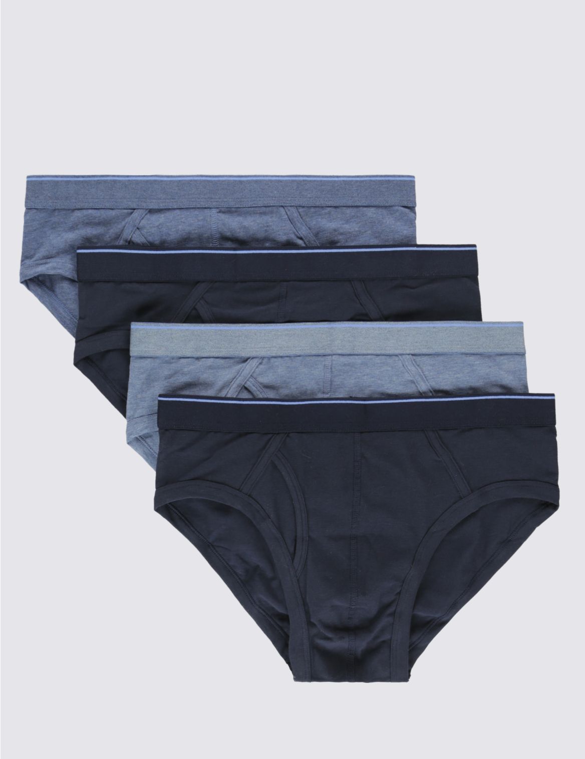 Marks & Spencer 4 Pack Stretch Cotton Assorted Briefs with StayNEW - Blue - XXXL