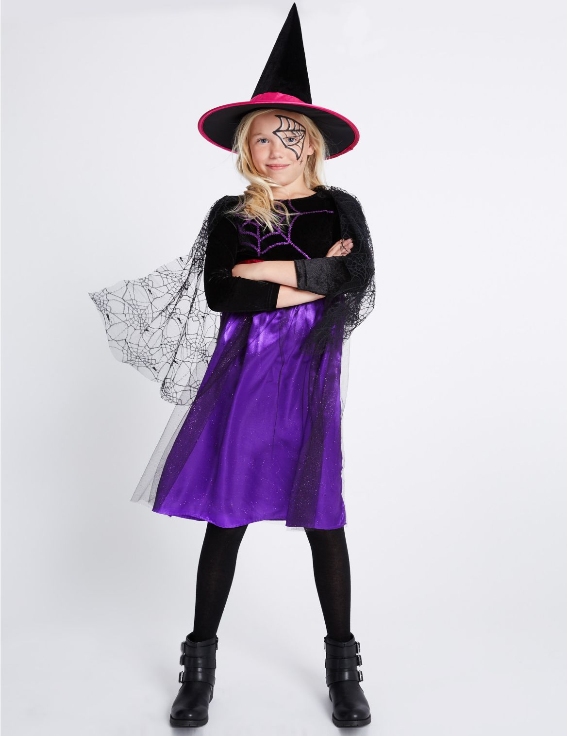 Marks & Spencer Kids Witch Fancy Dress Up - Purple - 3-4 Y