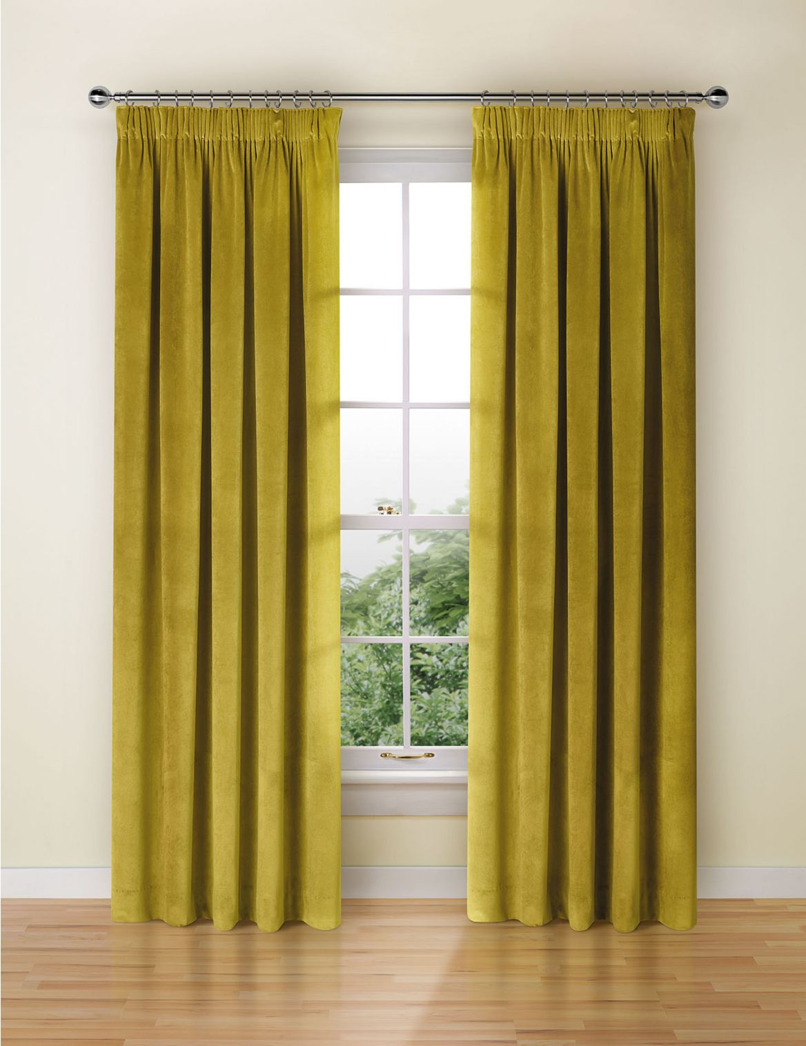 Marks & Spencer Velvet Pencil Pleat Curtains - Orange - WDR54