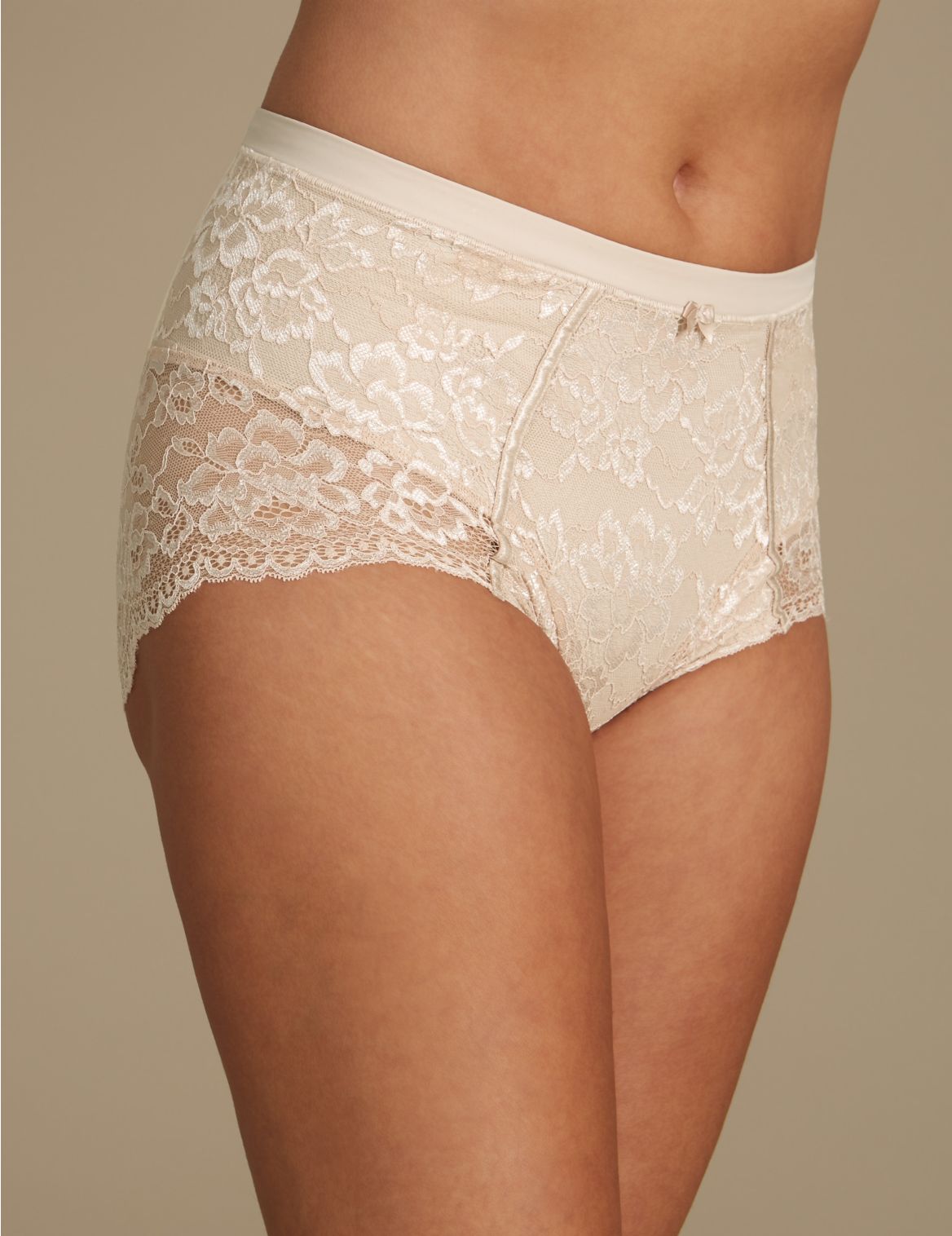 Marks & Spencer Louisa Lace Firm Control Full Briefs - Cream - 12