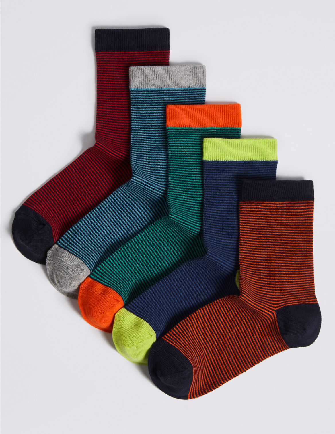 Marks & Spencer 5 Pairs of Cotton Rich Socks (1-14 Years) - White - 6-8+