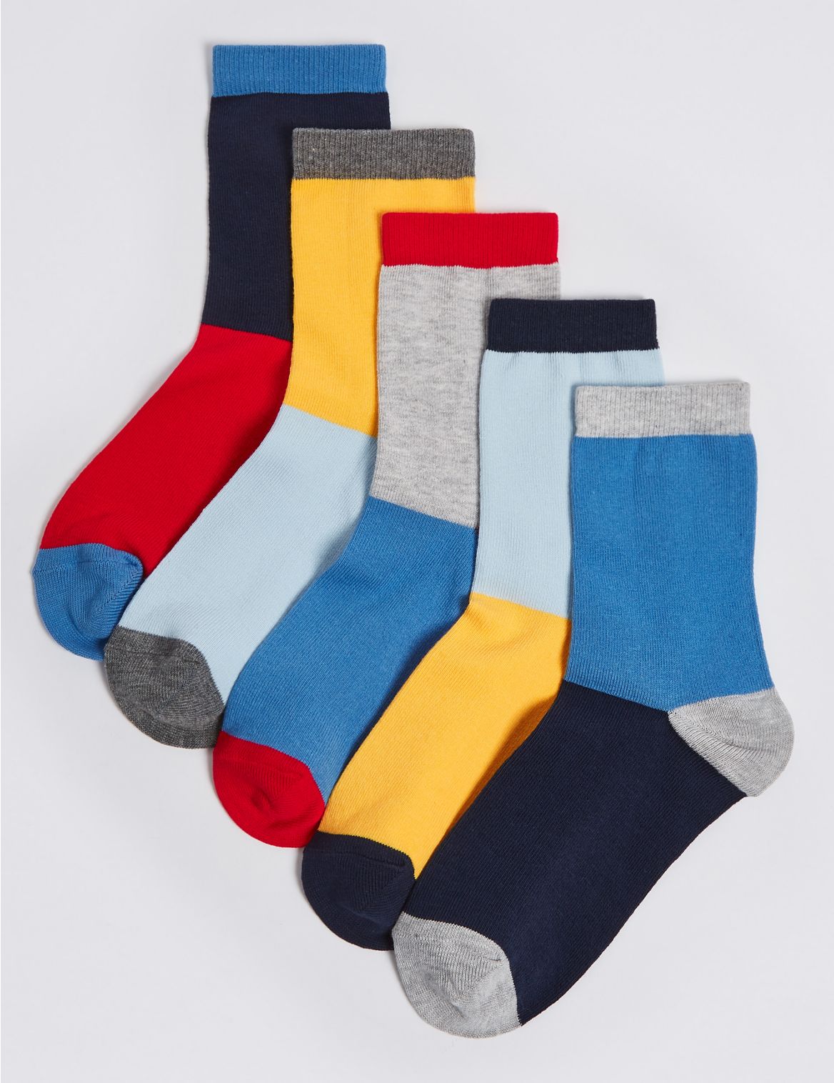 Marks & Spencer 5 Pairs of Cotton Rich Socks (1-14 Years) - White - 6-8+