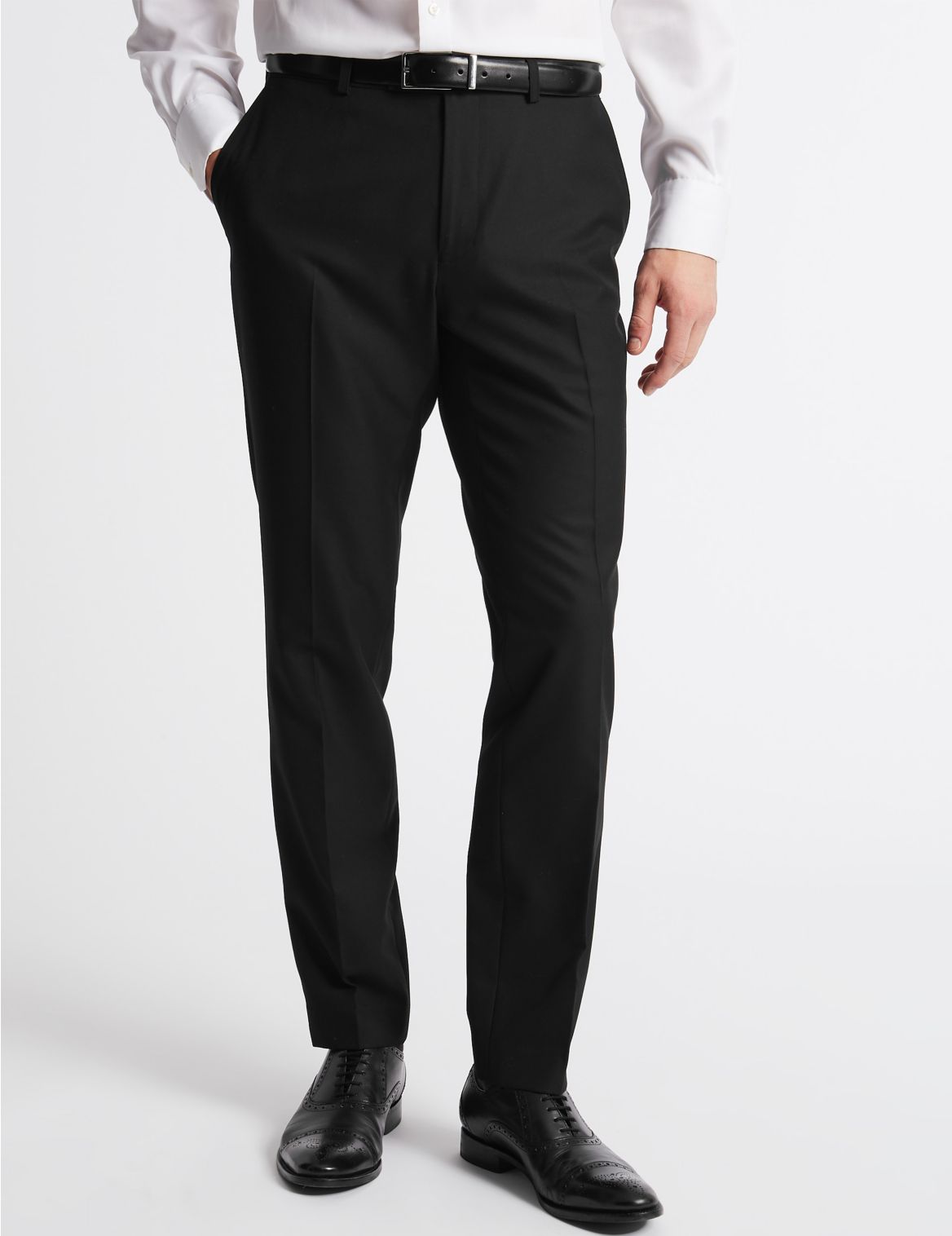 Marks & Spencer Black Modern Slim Fit Trousers - Black - 28-31