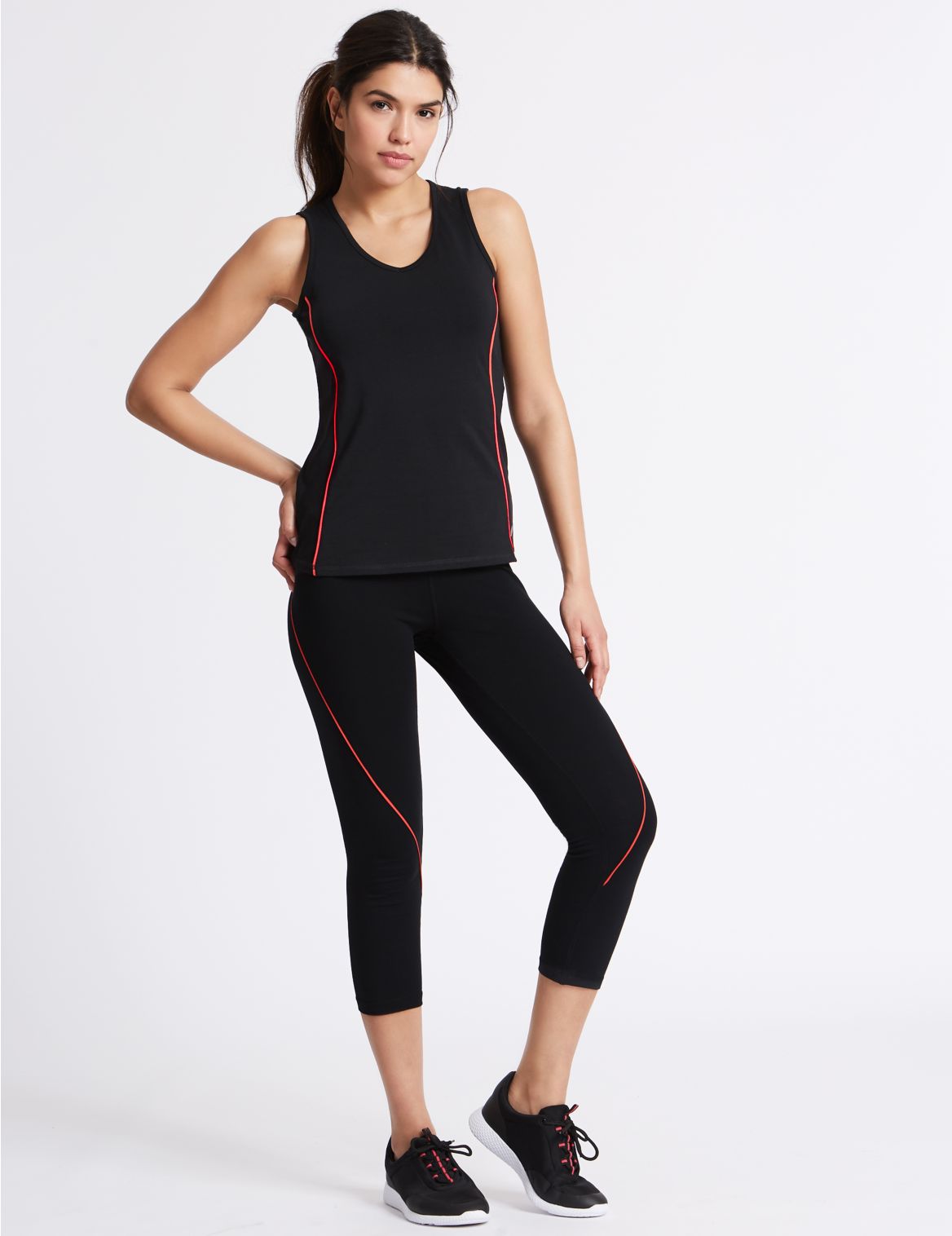 Marks & Spencer Active Cotton Rich Cropped Leggings - Black - 20