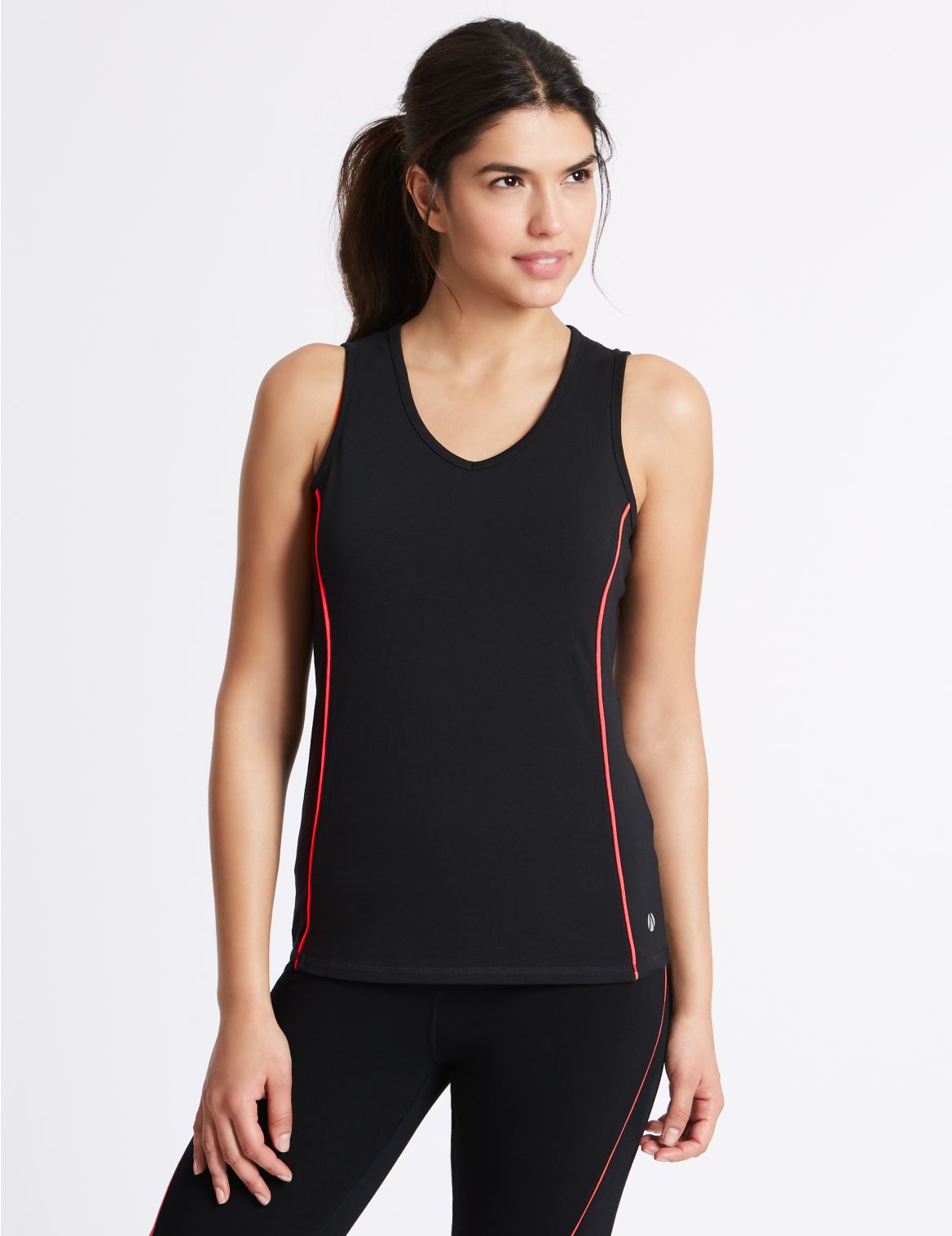 Marks & Spencer Active Cotton Rich Vest - Black - 6