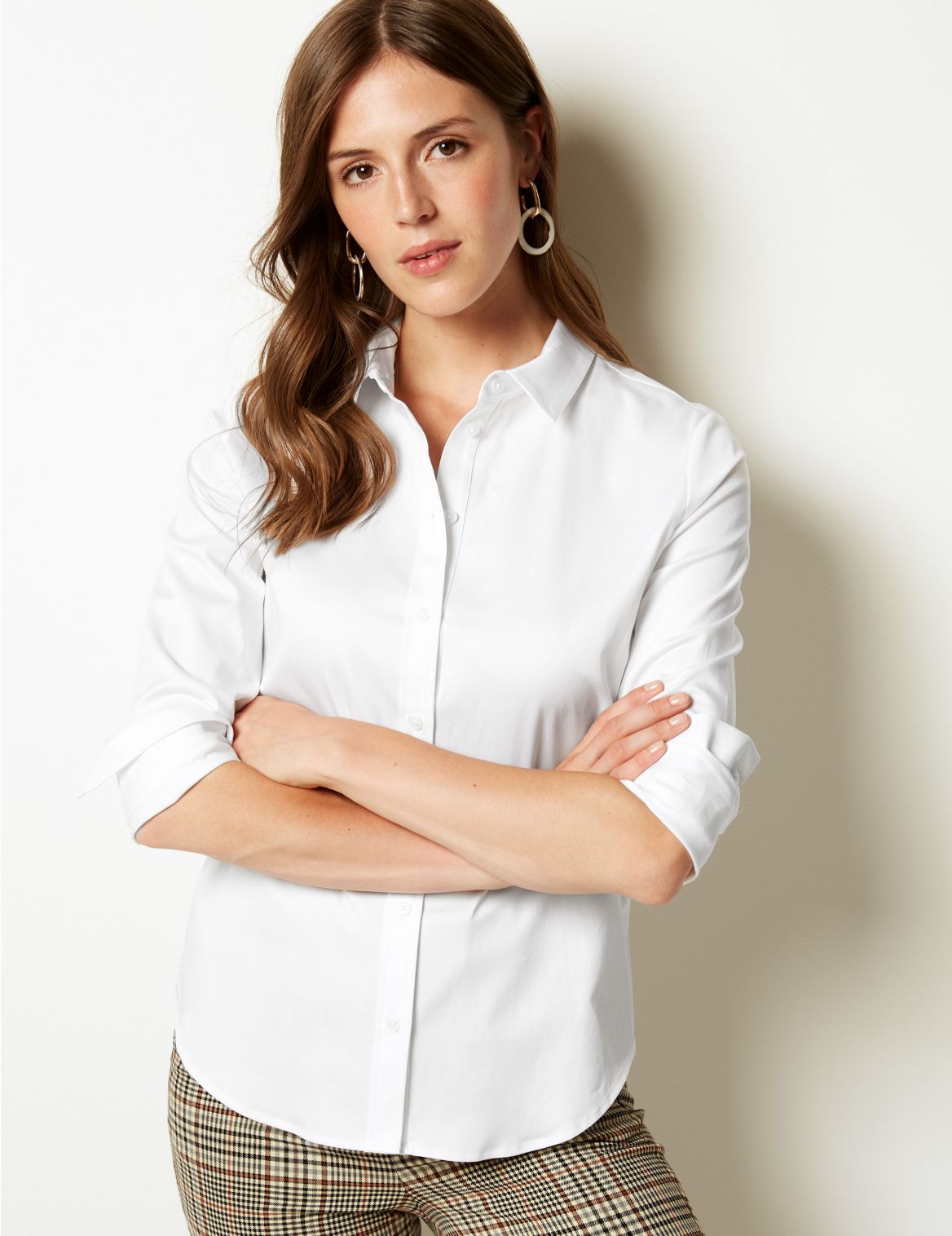 Marks & Spencer Cotton Rich Stretch Perfect Shirt - White - 6