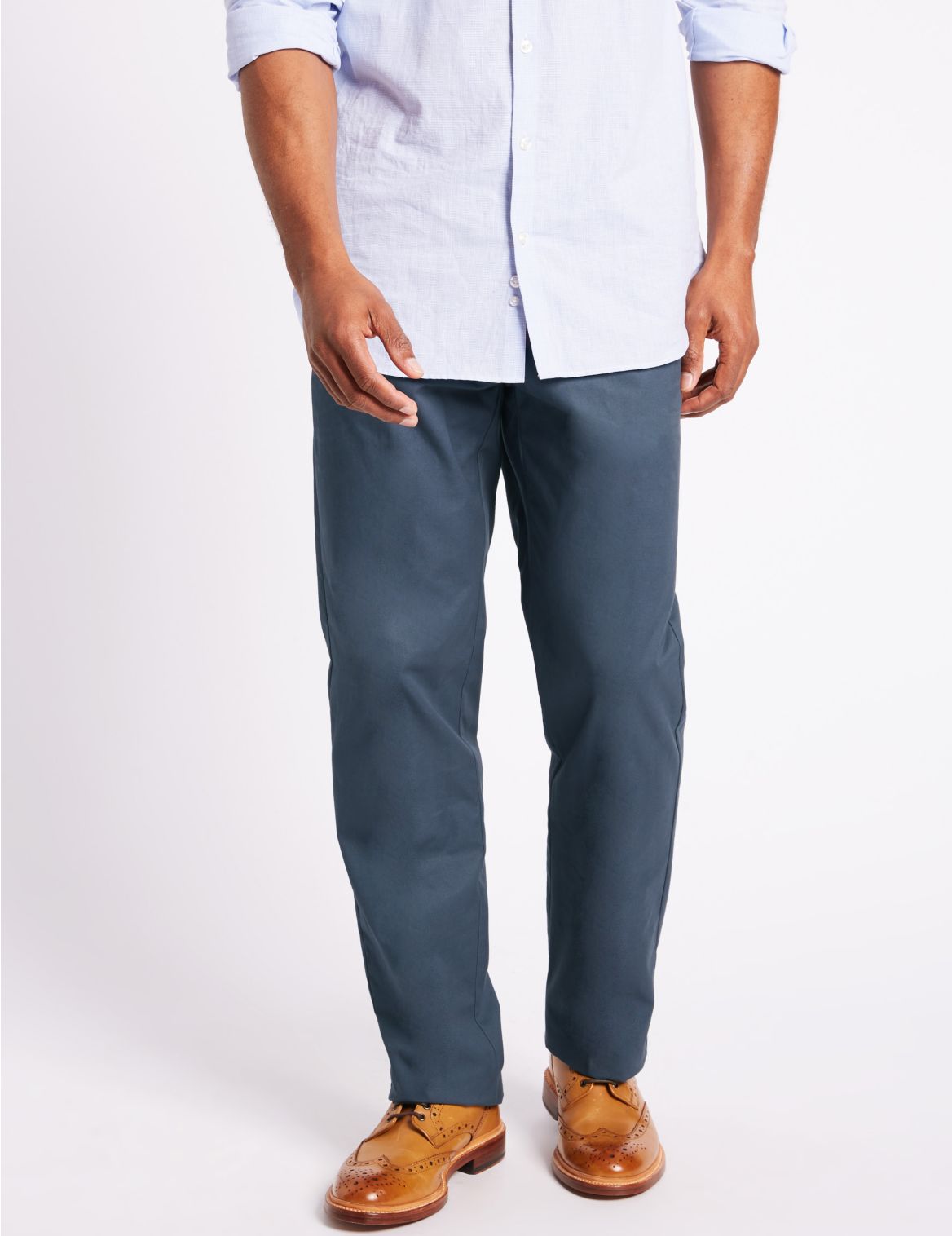 Marks & Spencer Regular Fit Chinos with Stormwear - Blue - 30-29