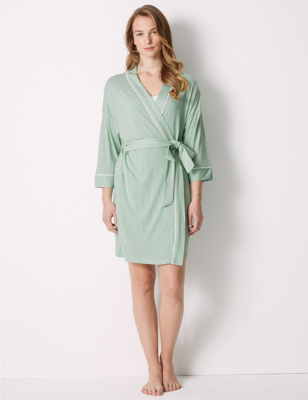 Marks & Spencer Bridesmaid Tie Front Wrap Dressing Gown - Green - 6-8