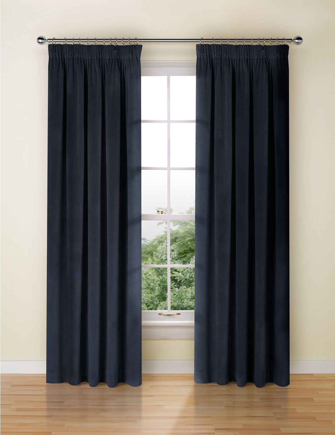 Marks & Spencer Velvet Pencil Pleat Curtains - Navy - WDR72