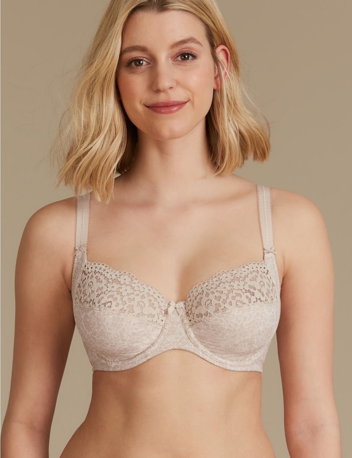 Marks & Spencer Vintage Cotton Rich Non-Padded Full Cup Bra B-E - Cream - 32-C