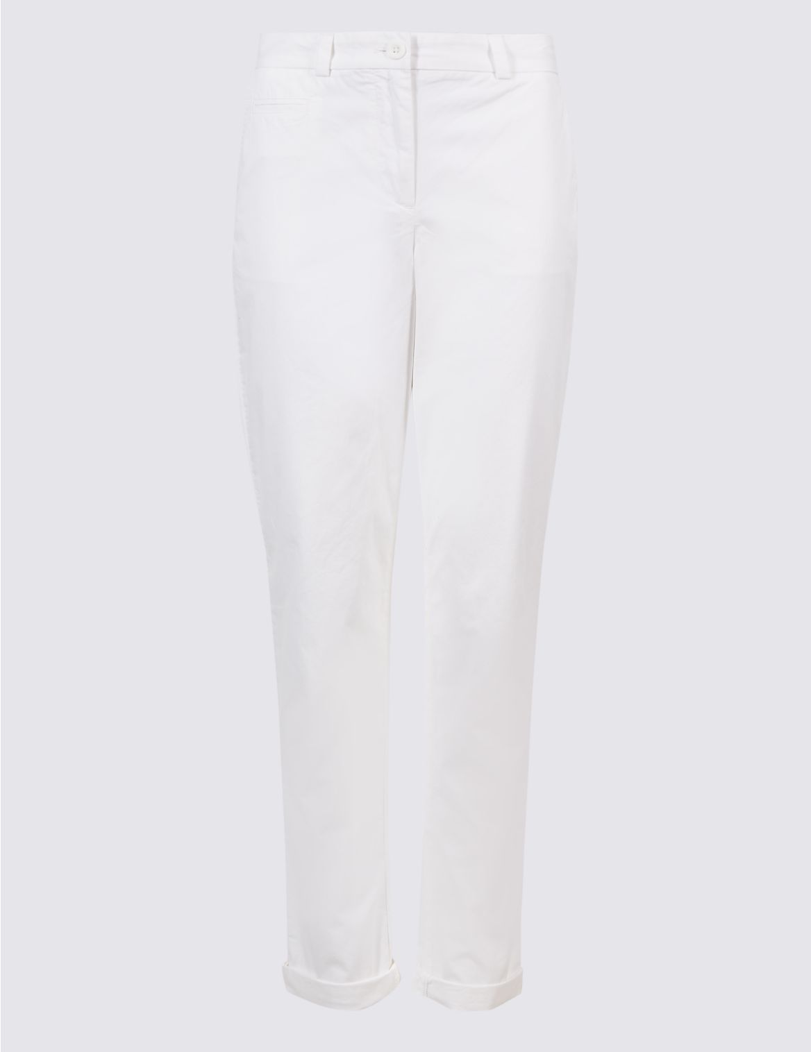 Marks & Spencer Pure Cotton Tapered Chinos - White - 8-REG