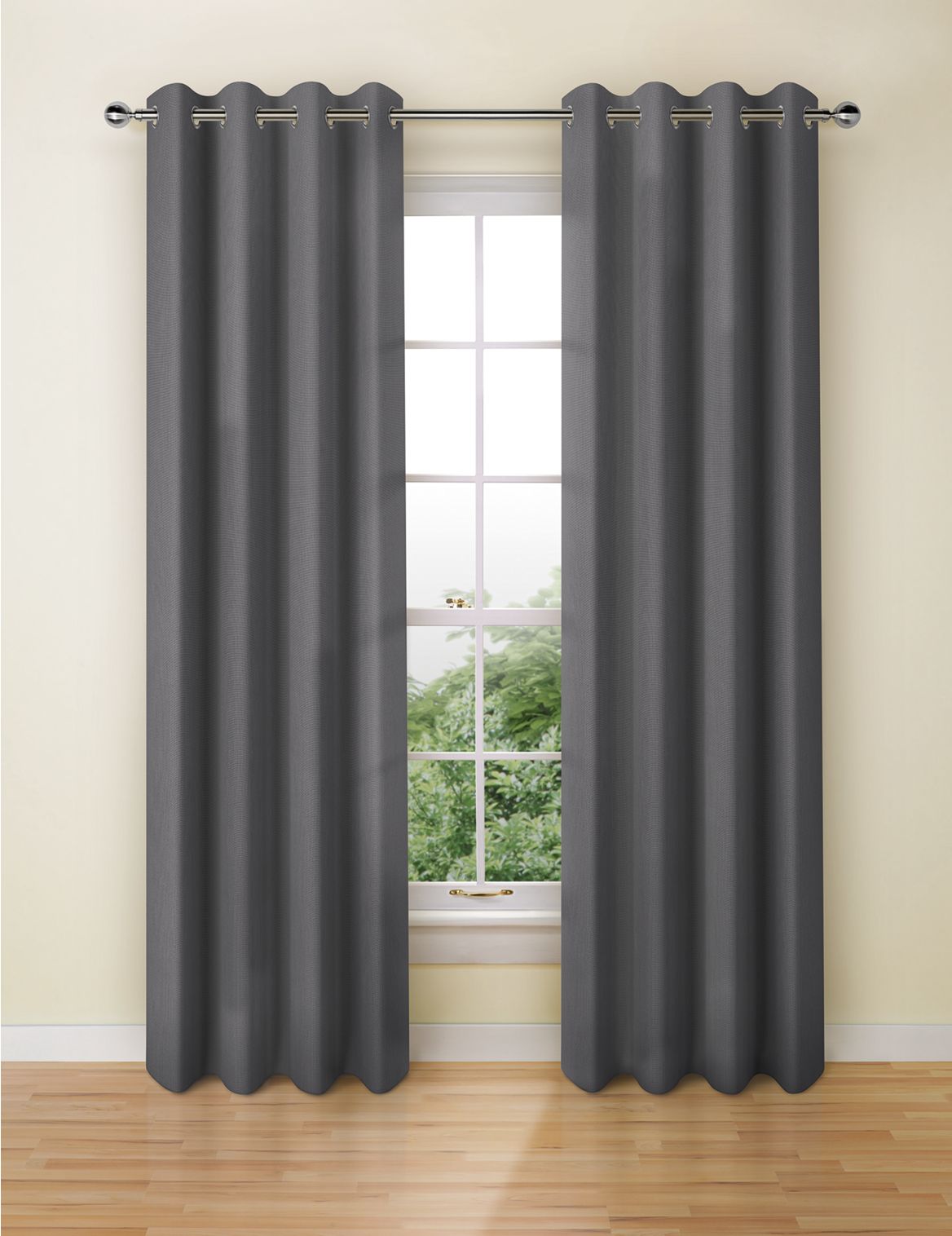 Marks & Spencer Banbury Weave Eyelet Curtains - Grey - STD90