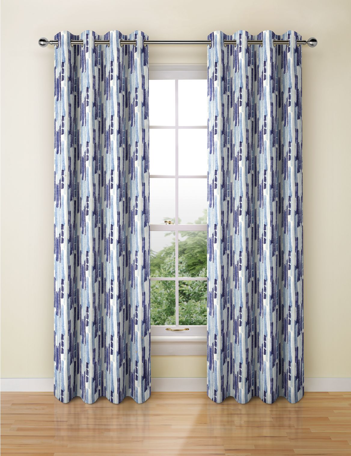 Marks & Spencer Abstract Striped Eyelet Curtains - Blue - WDR54