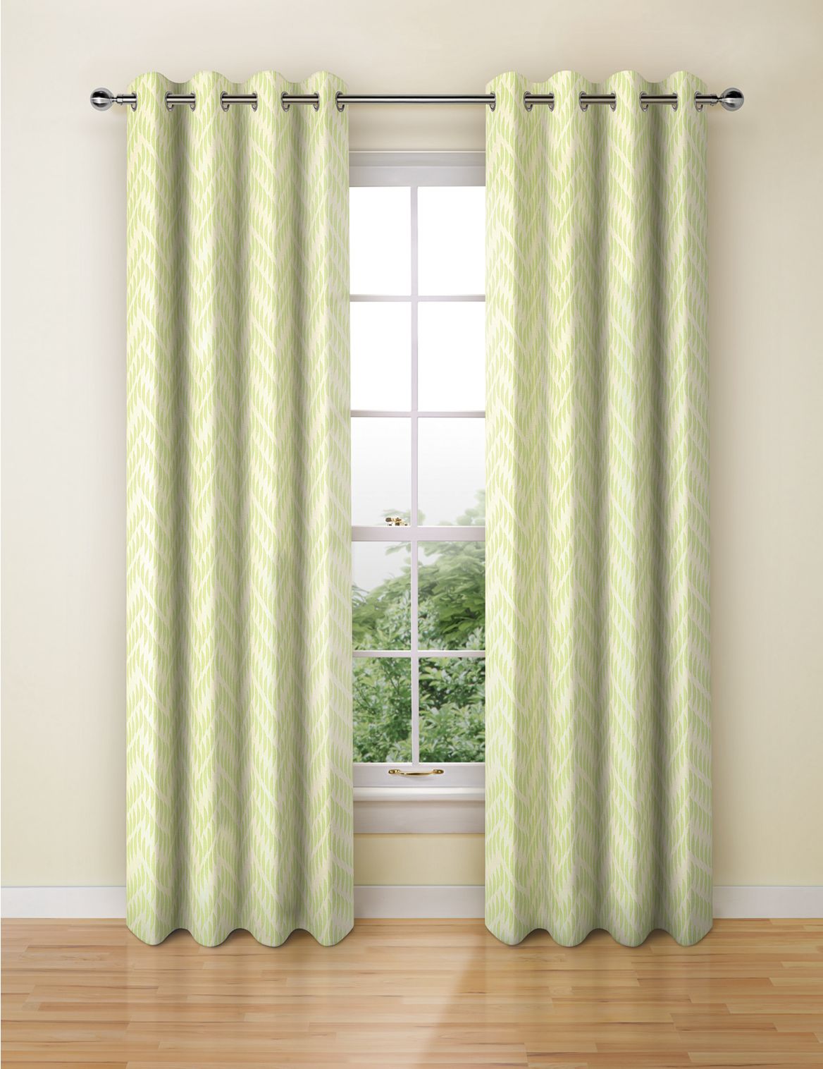 Marks & Spencer Crescent Chevron Eyelet Curtains - Green - STD72