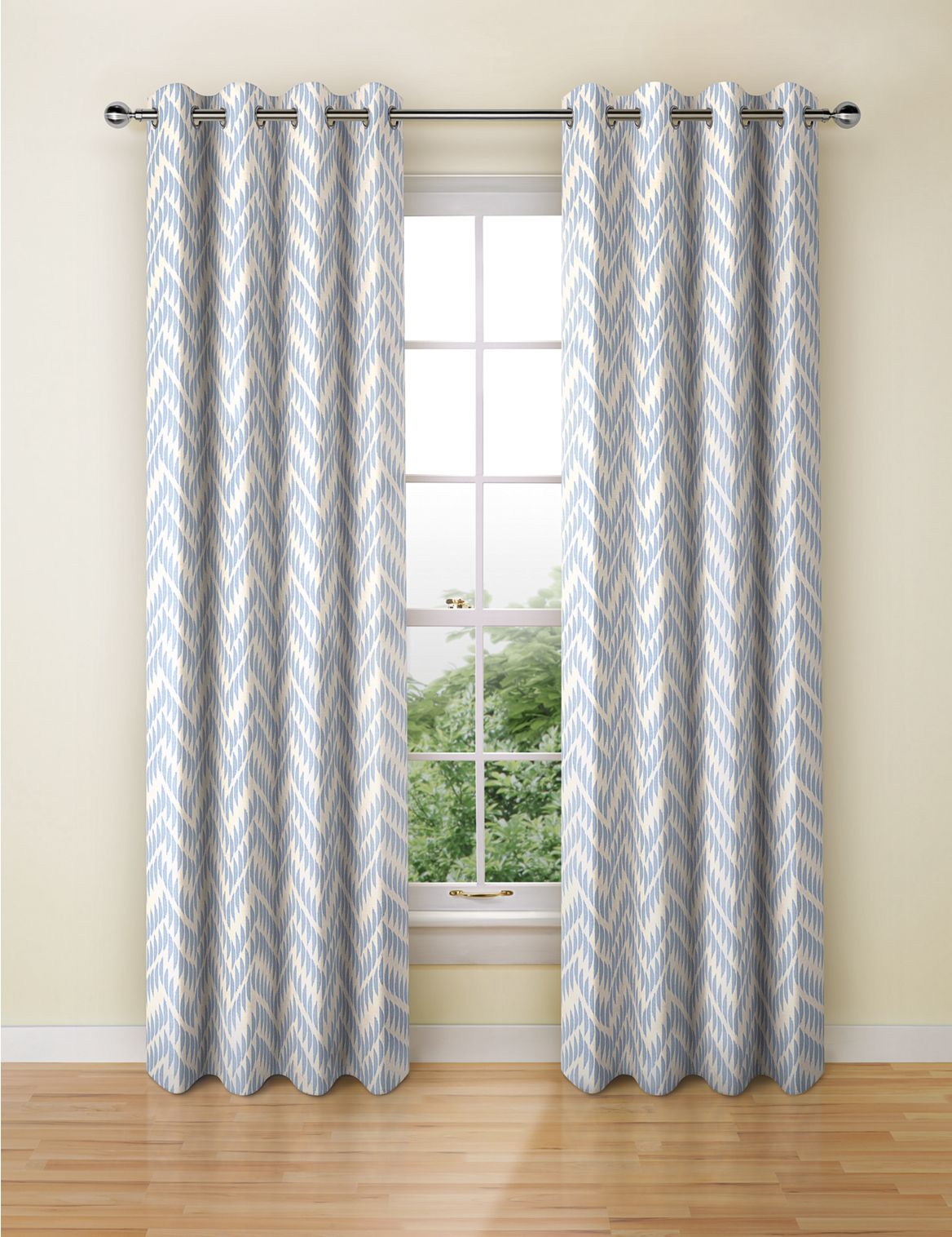 Marks & Spencer Crescent Chevron Eyelet Curtains - Blue - STD72