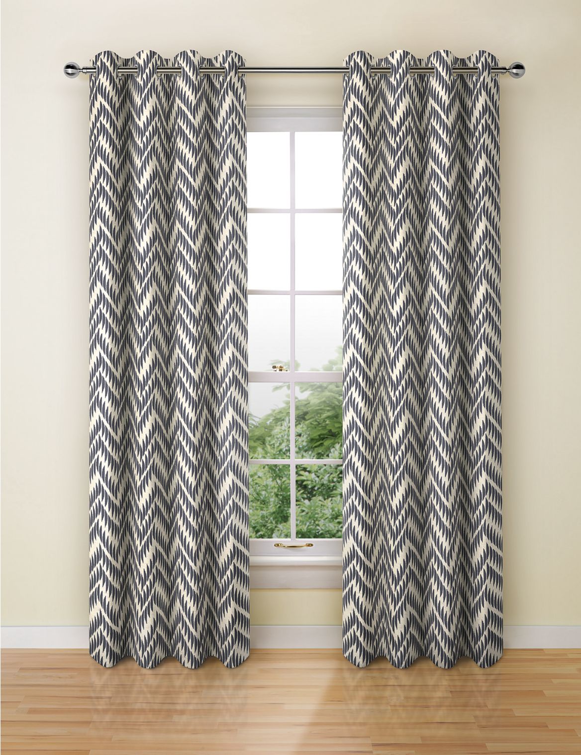 Marks & Spencer Crescent Chevron Eyelet Curtains - Navy - STD54