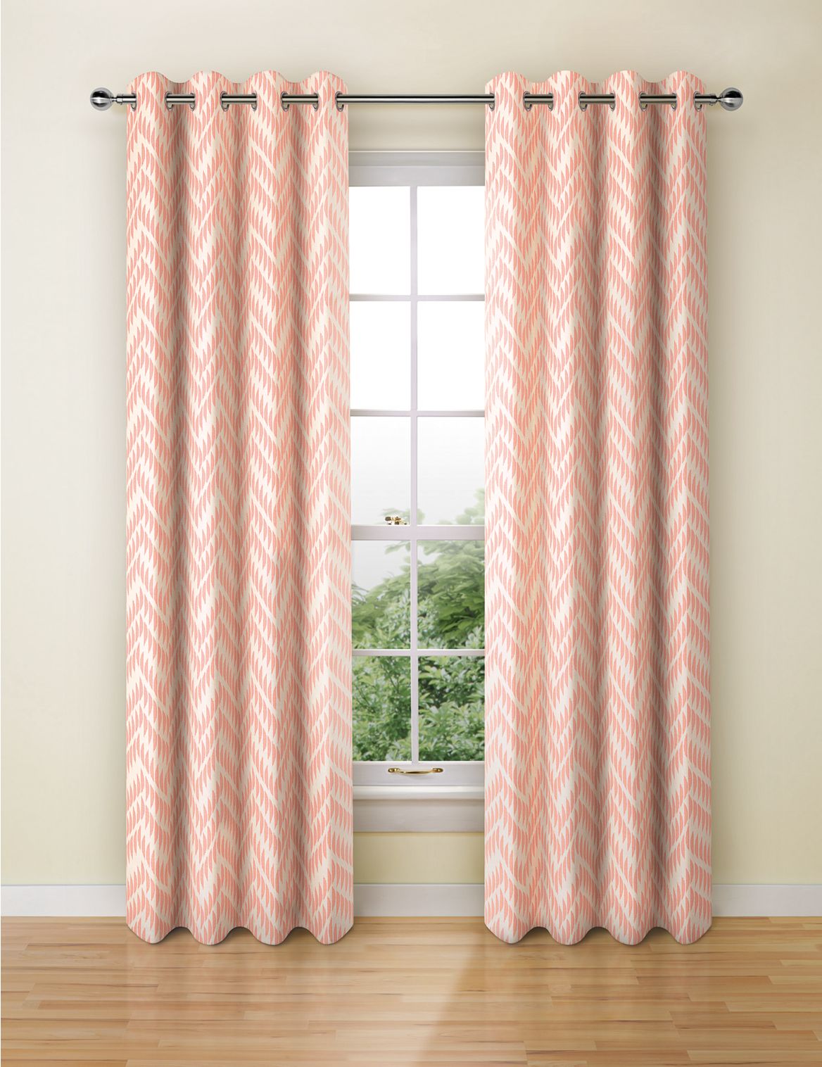 Marks & Spencer Crescent Chevron Eyelet Curtains - Orange - STD54