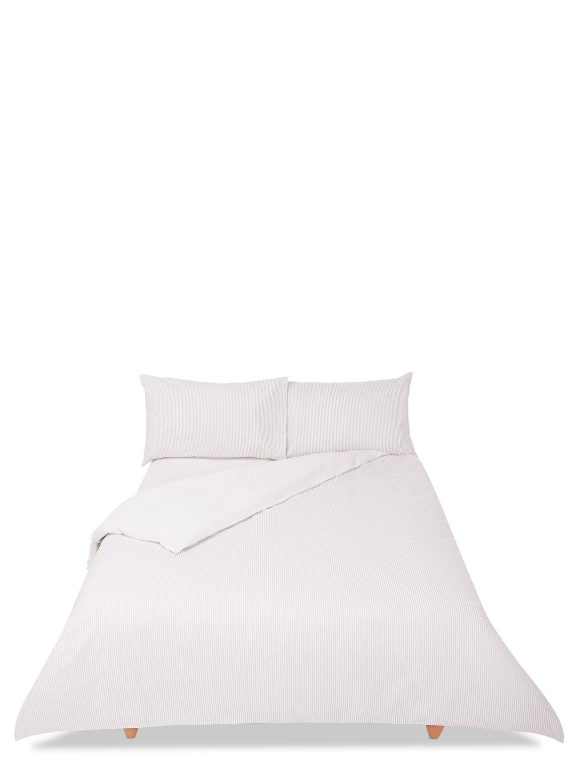 Marks & Spencer Micro Stripe Seersucker Bedding Set - Grey - DBL