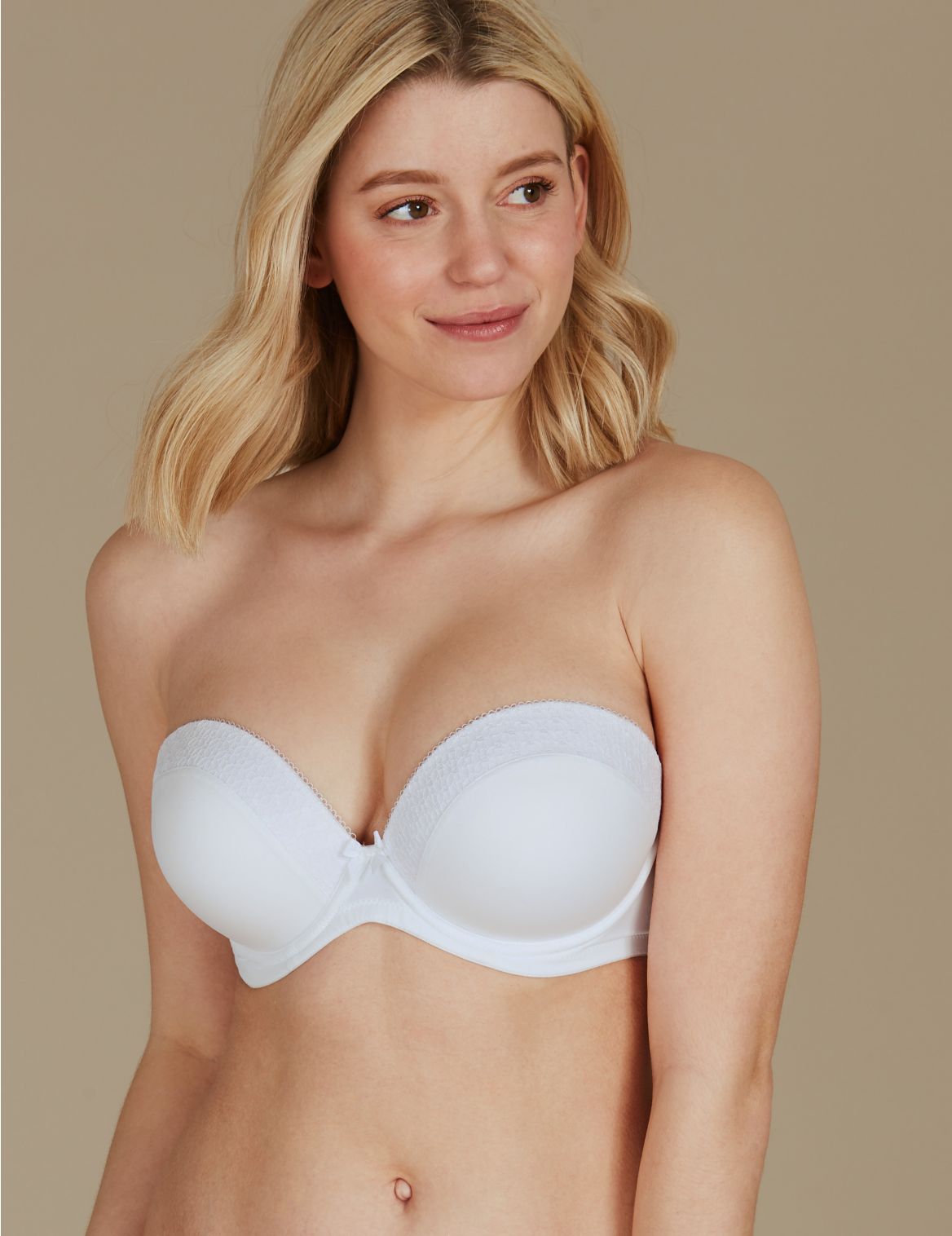 Marks & Spencer 2 Pack Padded Push-Up Plunge Strapless Bras A-E - White - 32-A