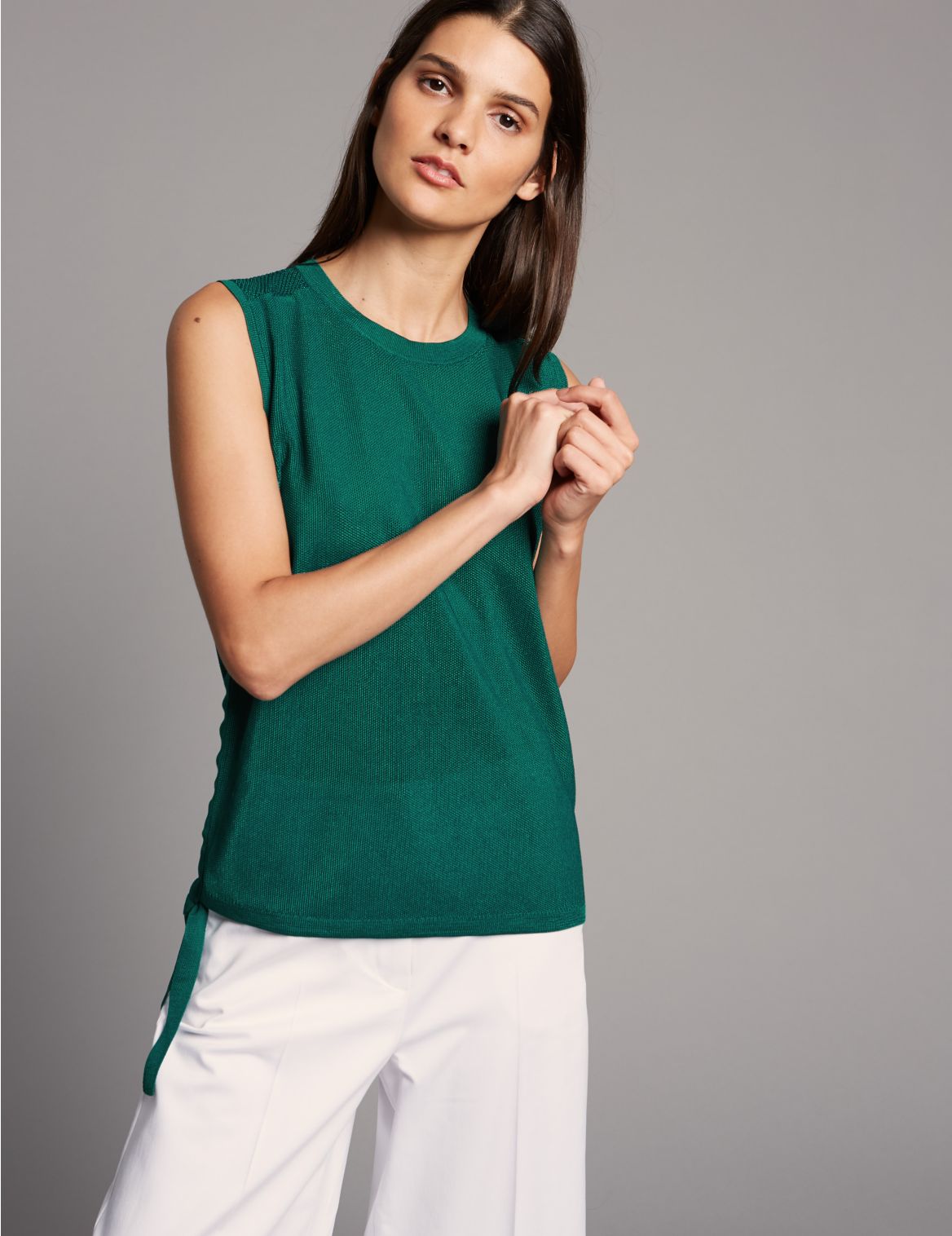 Marks & Spencer Tie Side Round Neck Jumper - Green - 6