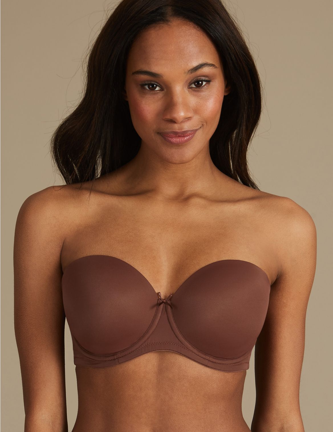 Marks & Spencer Padded Strapless Bra A-DD - Brown - 40-B