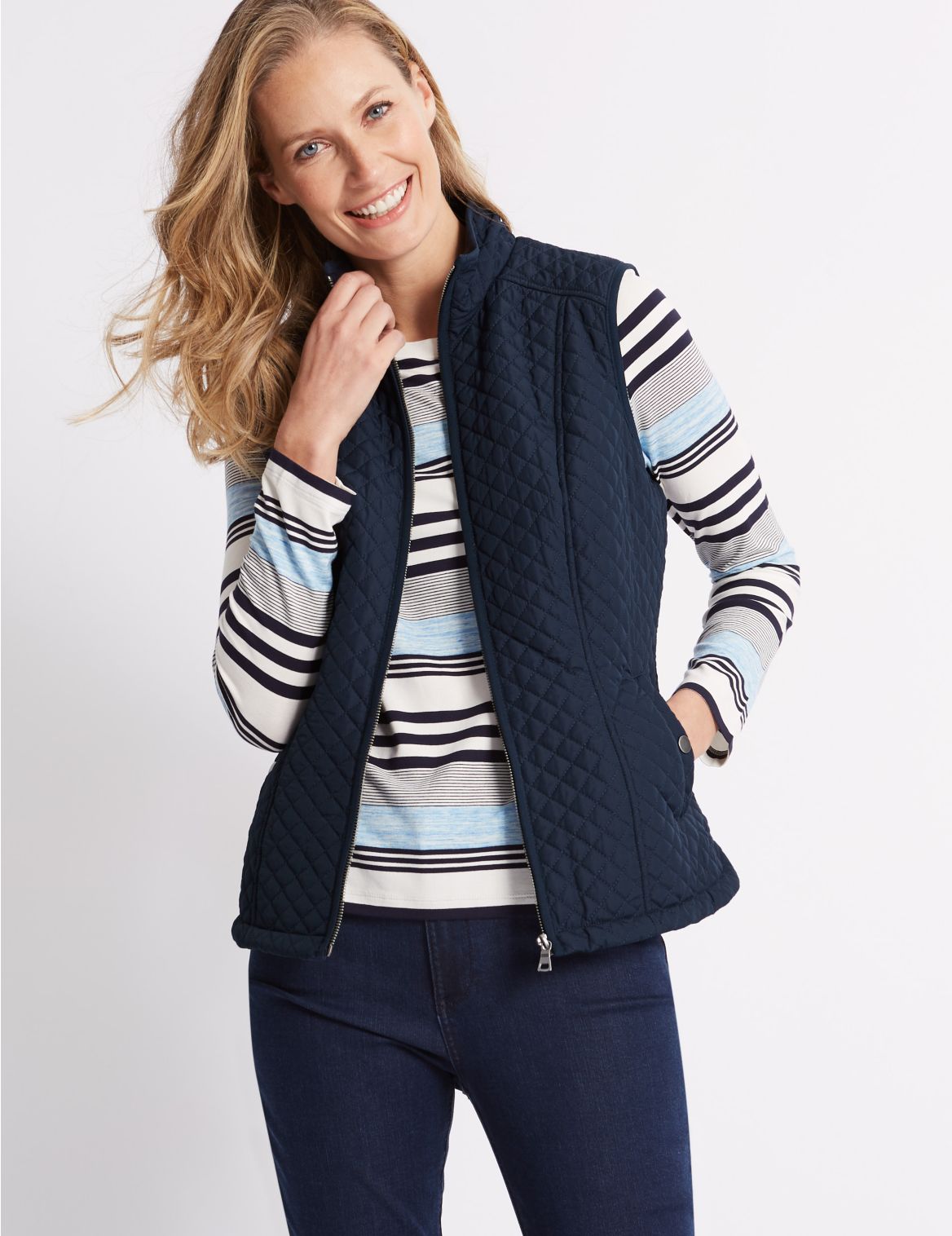 Marks & Spencer Quilted Gilet with Stormwear - Navy - 8