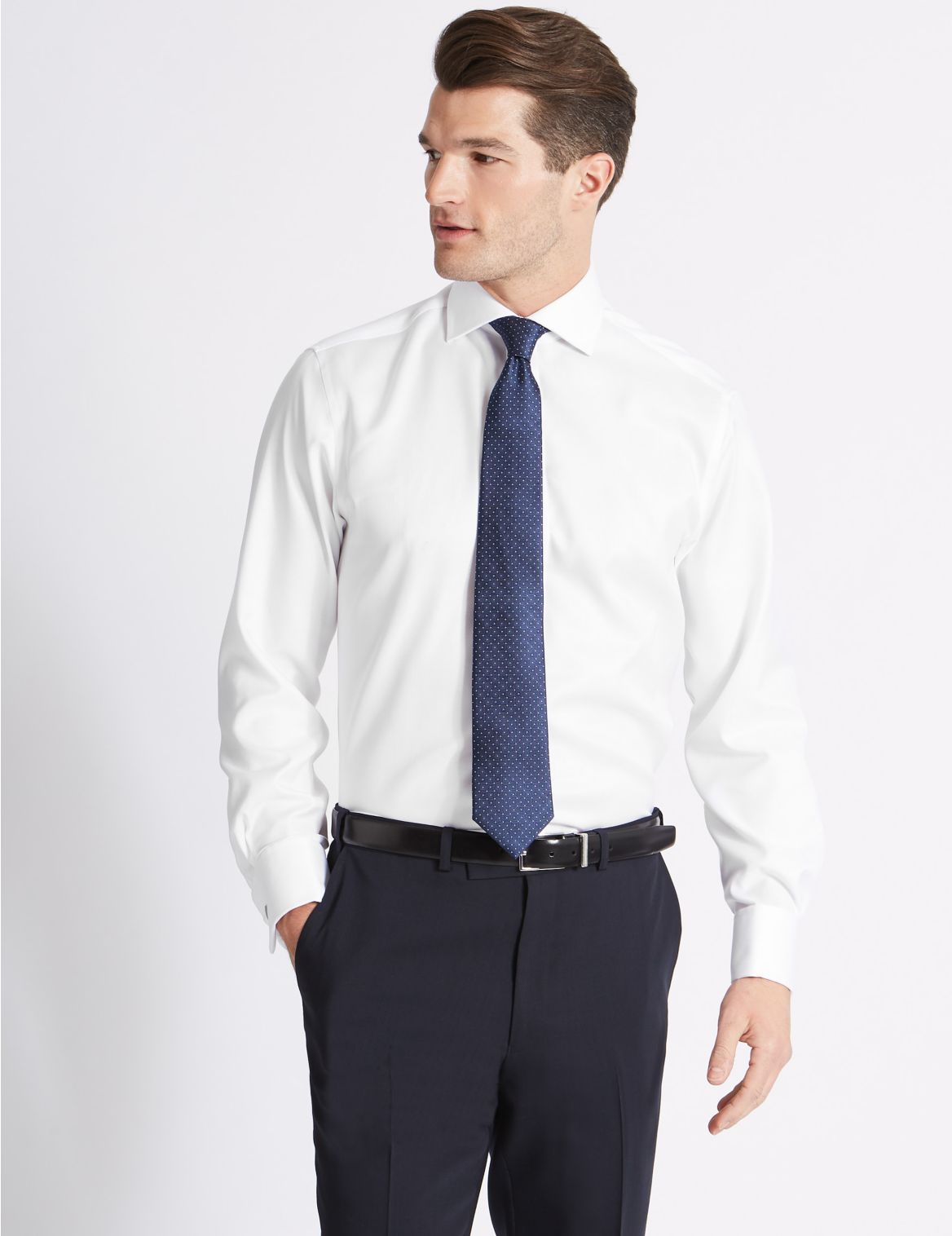 Marks & Spencer Pure Cotton Regular Fit Shirt - White - 18-34