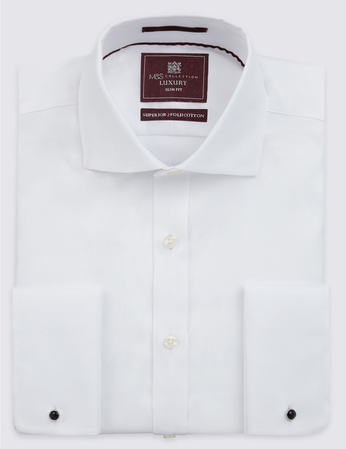 Marks & Spencer Pure Cotton Slim Fit Shirt - White - 17.5-34