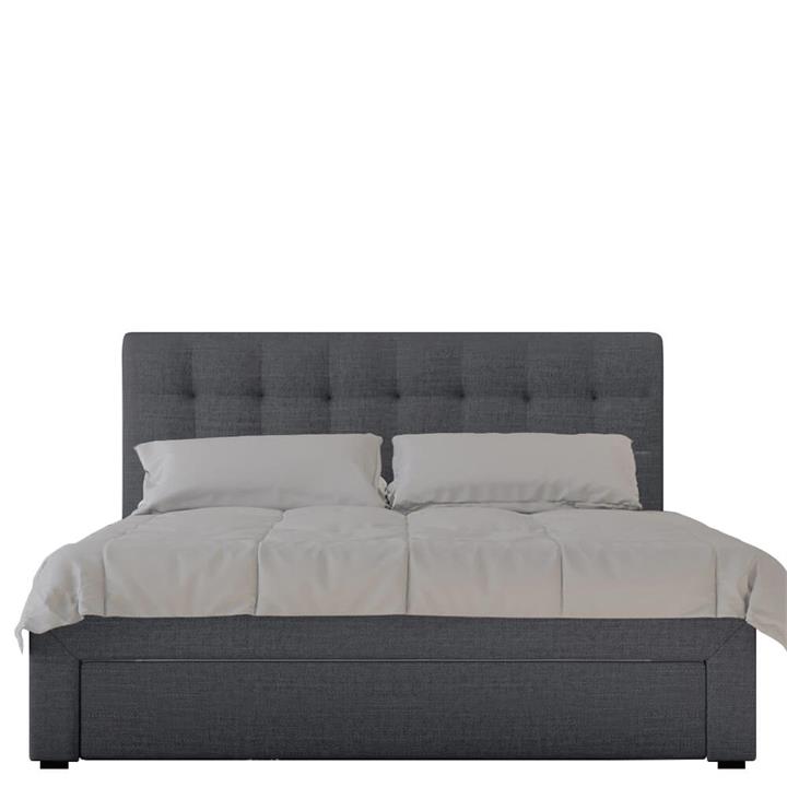 Martina Fabric Bed with Storage Drawers Double - Dark Grey