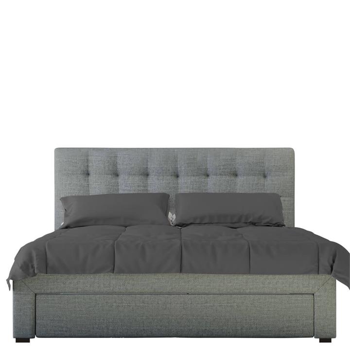 Martina Fabric Bed with Storage Drawers Double - Light Grey