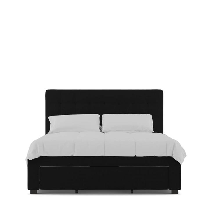 Martina Fabric Bed with Storage Drawers Double - Black