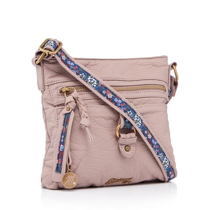 Mantaray Light Purple Buckle Cross Body Bag, Women's, Beige