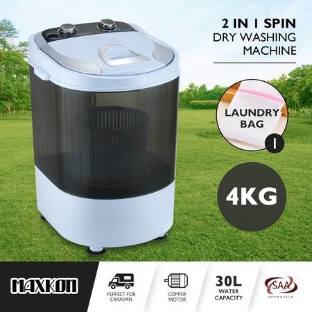 Maxkon 4KG Washing Machine Cleaner Mini Top Load Washer Dryer - White/Grey