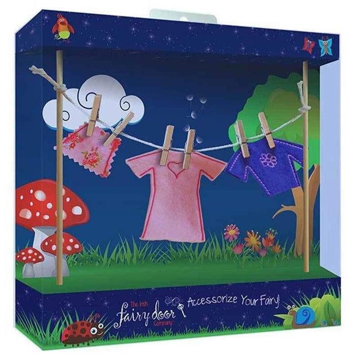 Magical Irish Fairy Door Clothes Line and Female Fairy Clothes Set