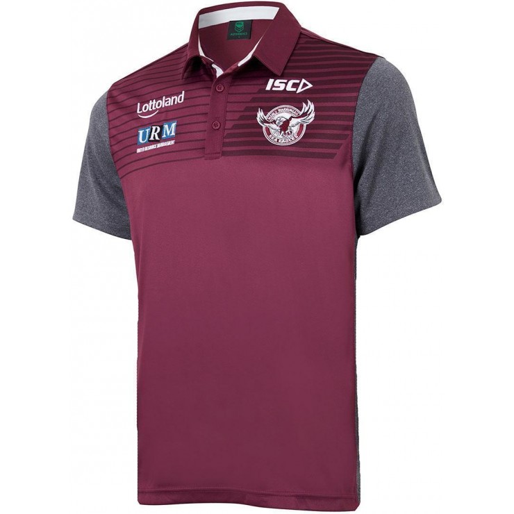 Manly Warringah Sea Eagles 2018 Men's Dark Scarlett Sublimated Polo