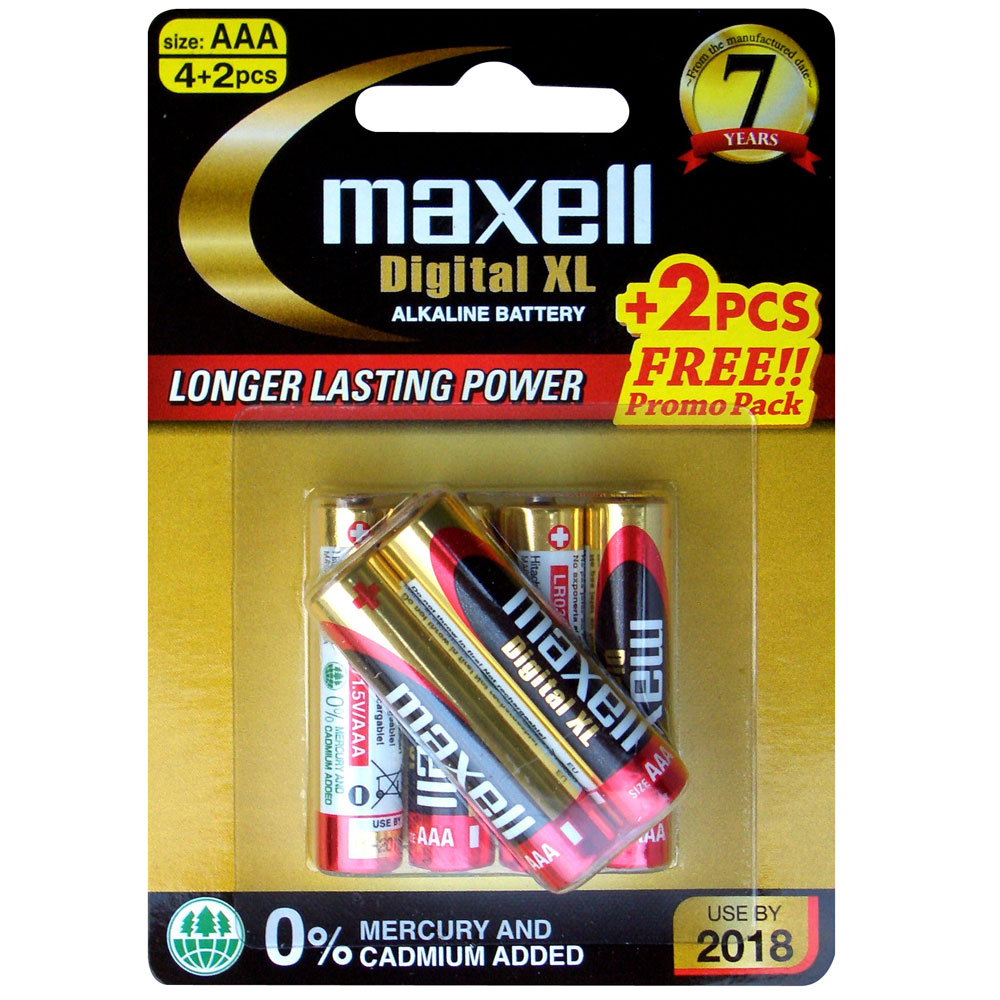 Maxell Digital Alkaline AAA Battery 4 Pack With Bonus