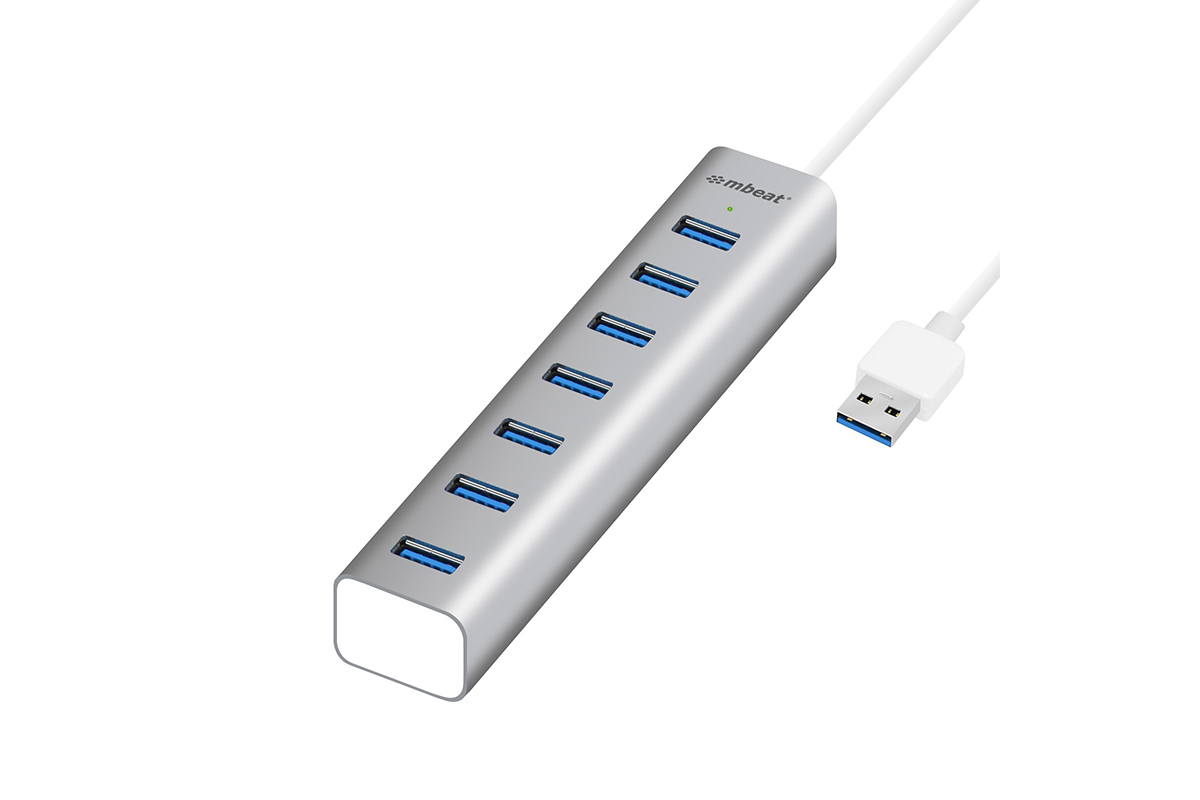 mBeat 7-Port USB 3.0 Aluminum Slim Hub with Power for PC and MAC