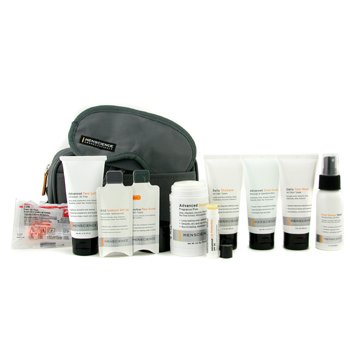 Menscience Travel Kit: Face Wash + Lotion + Shave Formula + Post-Shave Repair + Shampoo + Deodorant + Lip Protection + Eye Mask + Ear Plugs + Bag 9pcs